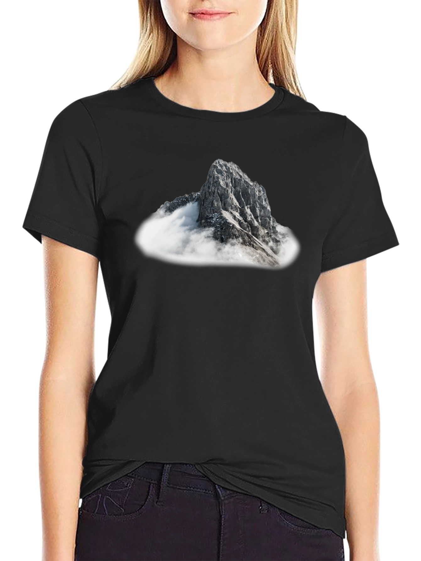 Mountain Peak Graphic Tee - Black Casual T-Shirt