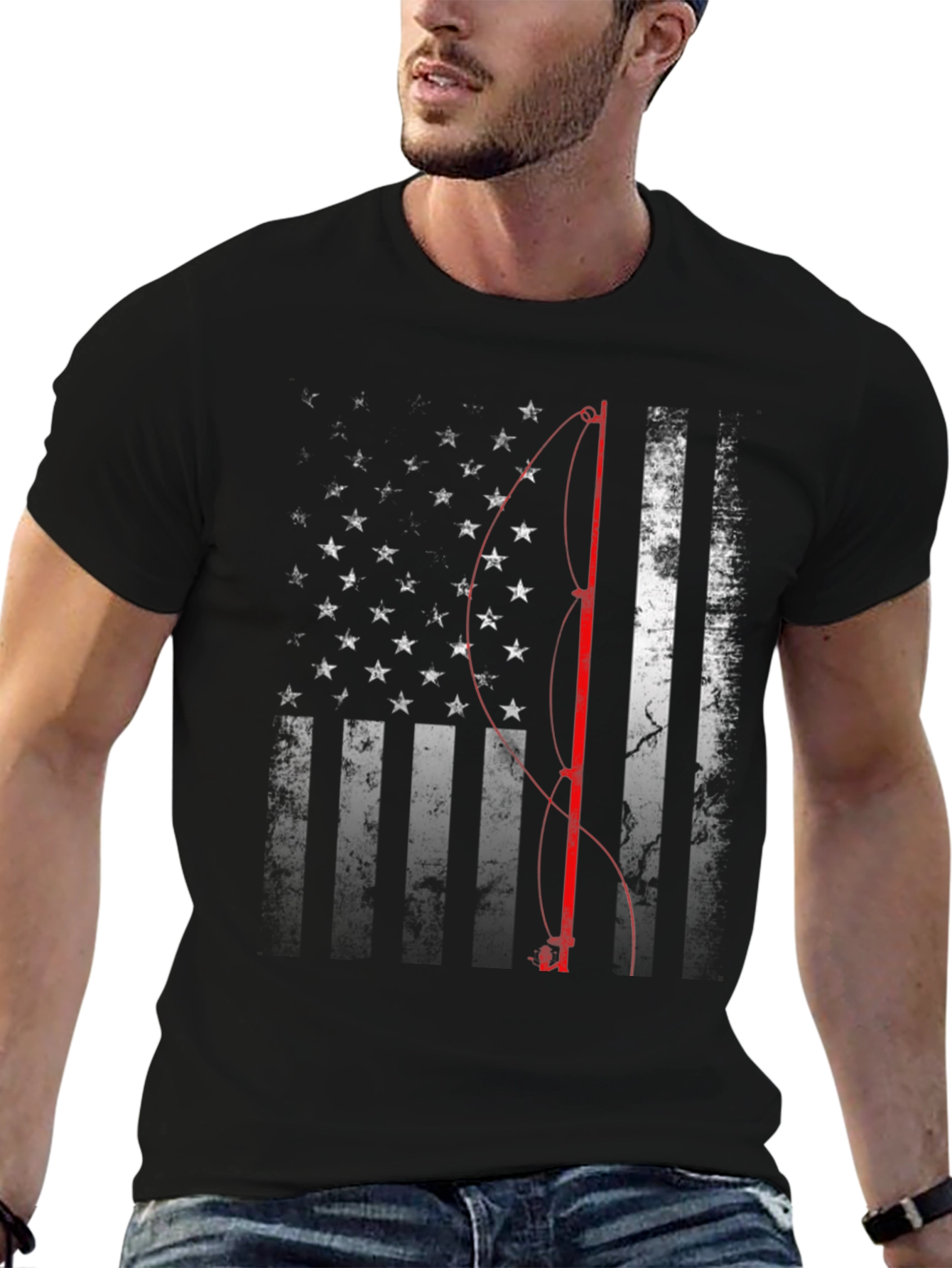 American Flag Fishing T-Shirt - Patriotic Angler Apparel