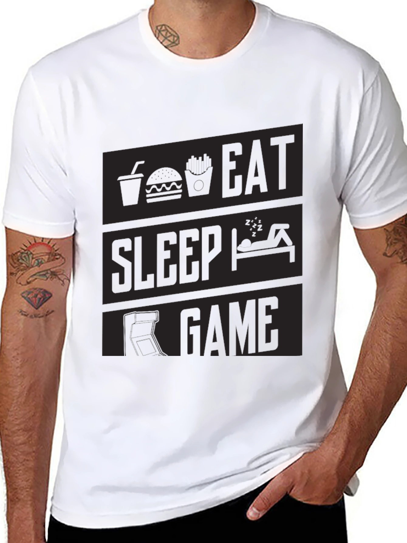Eat Sleep Game Black Graphic Tee