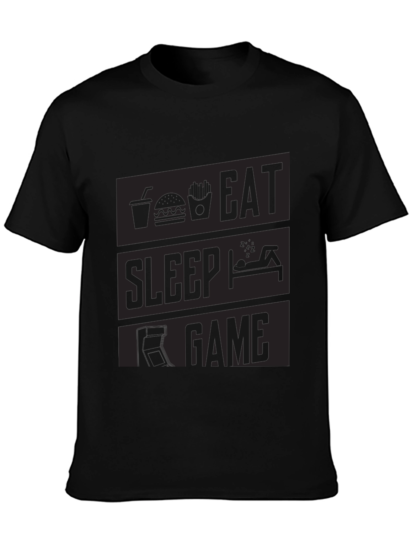 Eat Sleep Game Black Graphic Tee