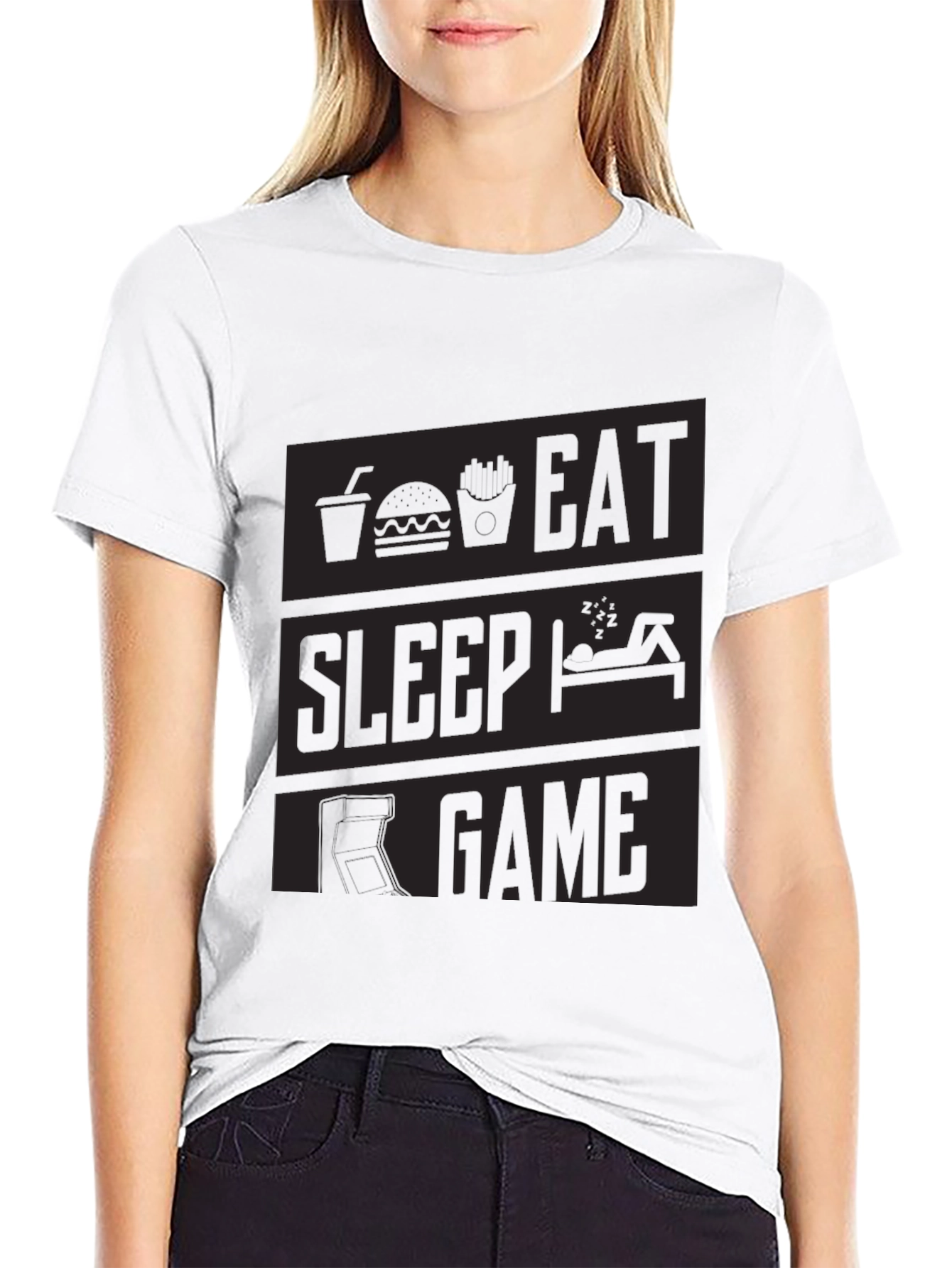 Eat Sleep Game Black Graphic Tee