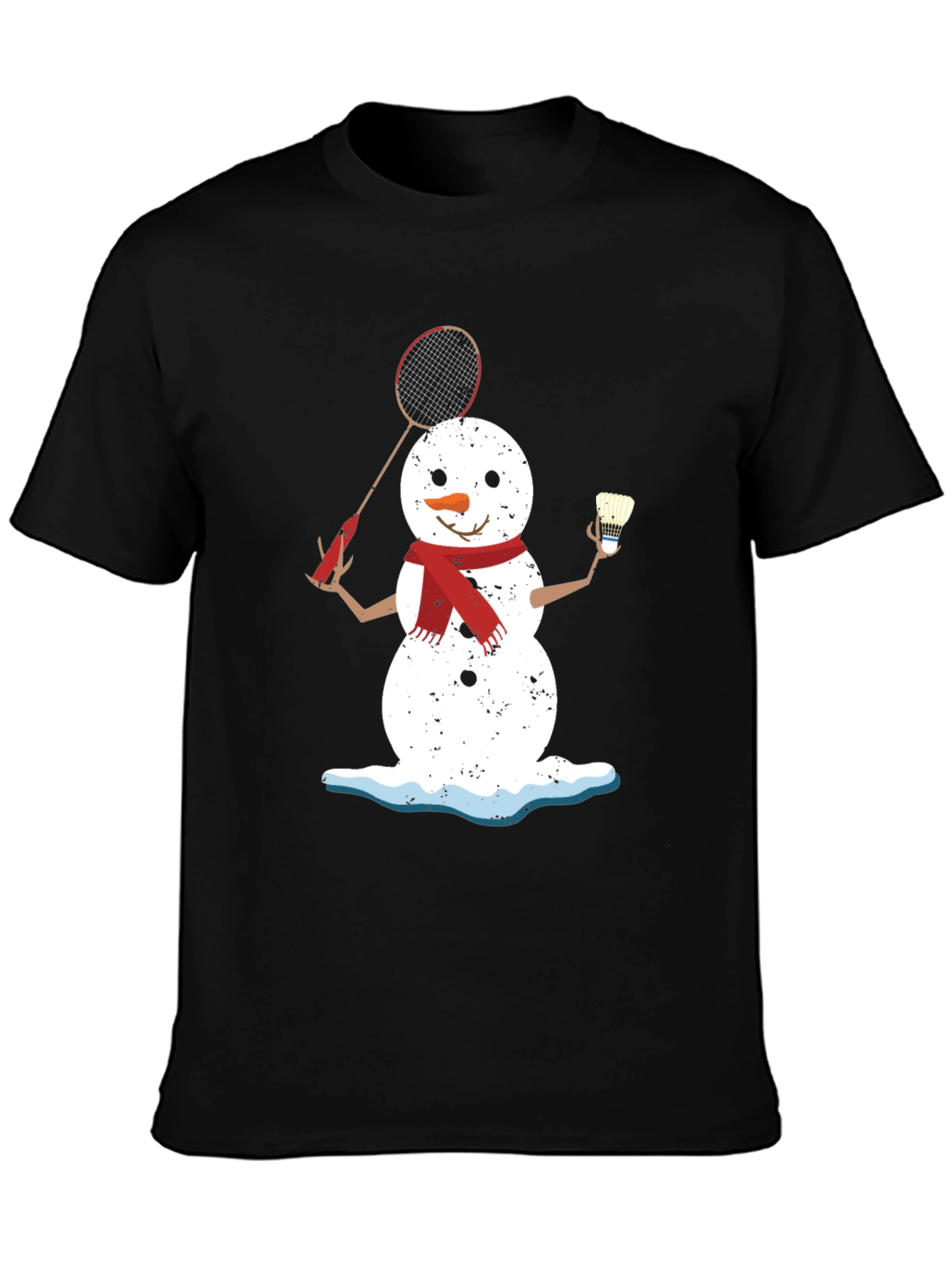 Snowman Badminton Player Graphic Tee