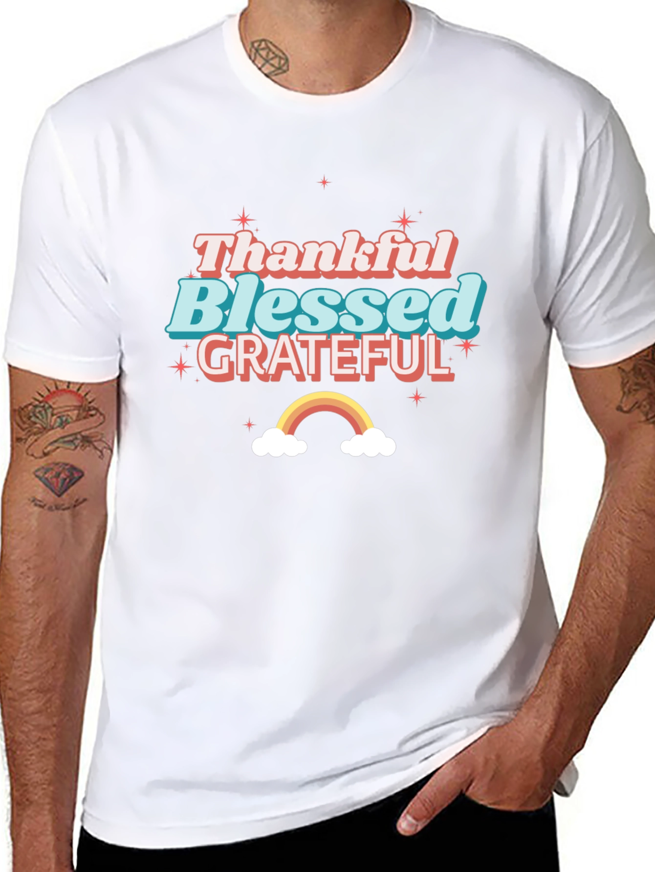 Thankful Blessed Grateful Graphic Tee