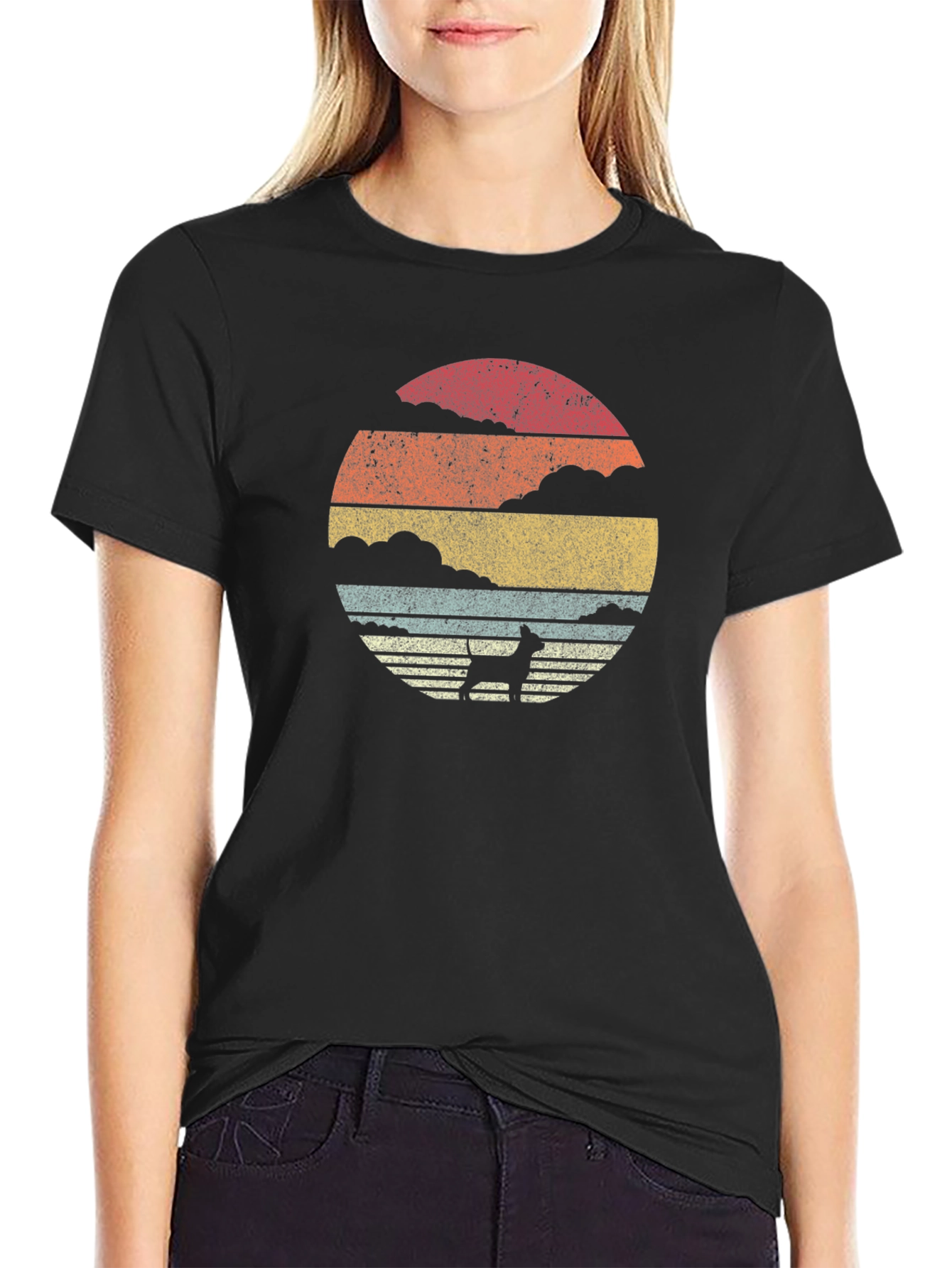 Retro Dog Sunset T-Shirt