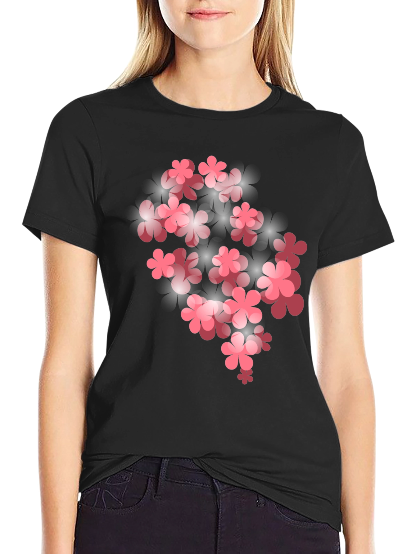 Floral Bloom Graphic T-Shirt - Black