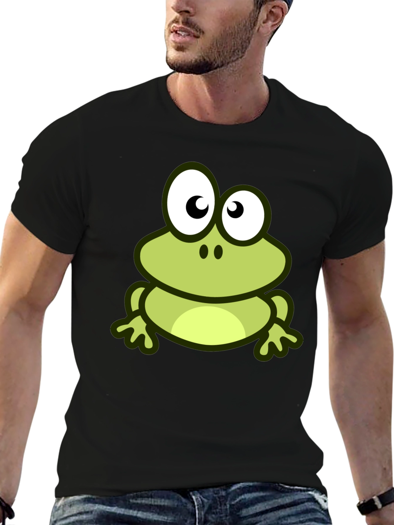 Frog Graphic Print Black T-Shirt