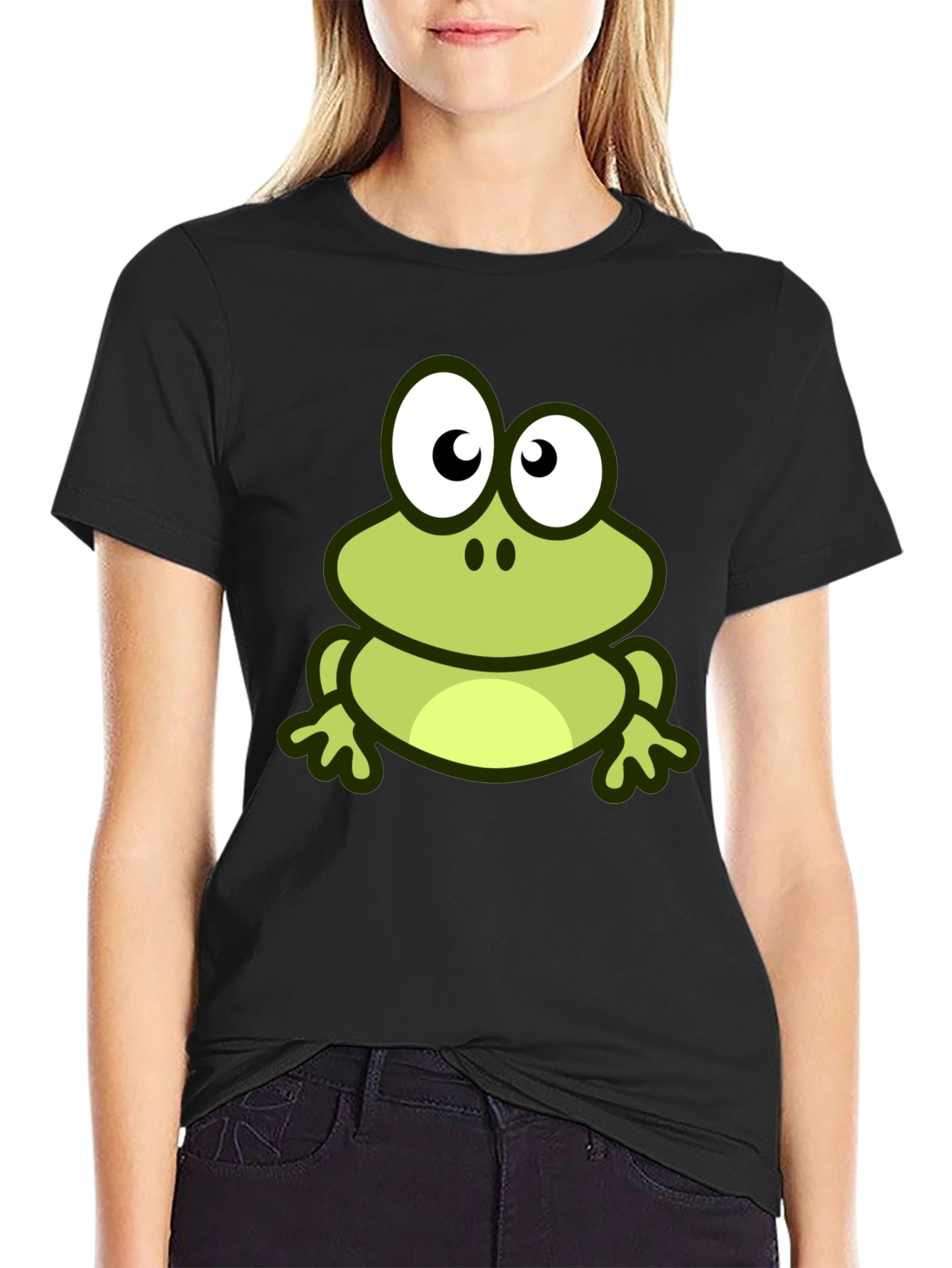 Frog Graphic Print Black T-Shirt