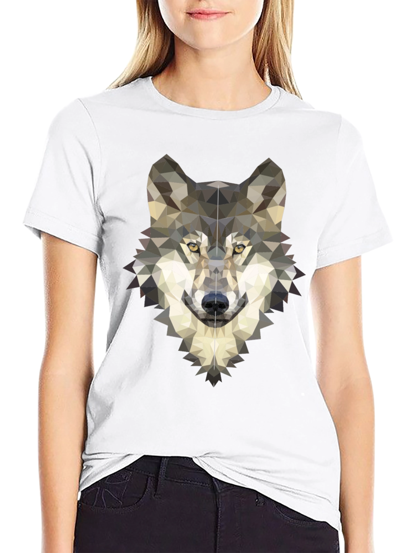 Geometric Wolf Graphic Tee - Modern Mens T-Shirt