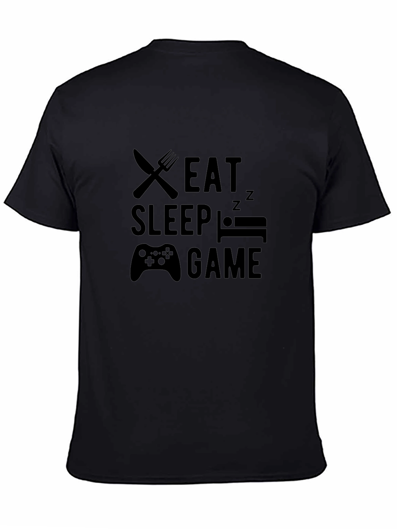Eat Sleep Game Black Graphic Tee - Gamer T-Shirt