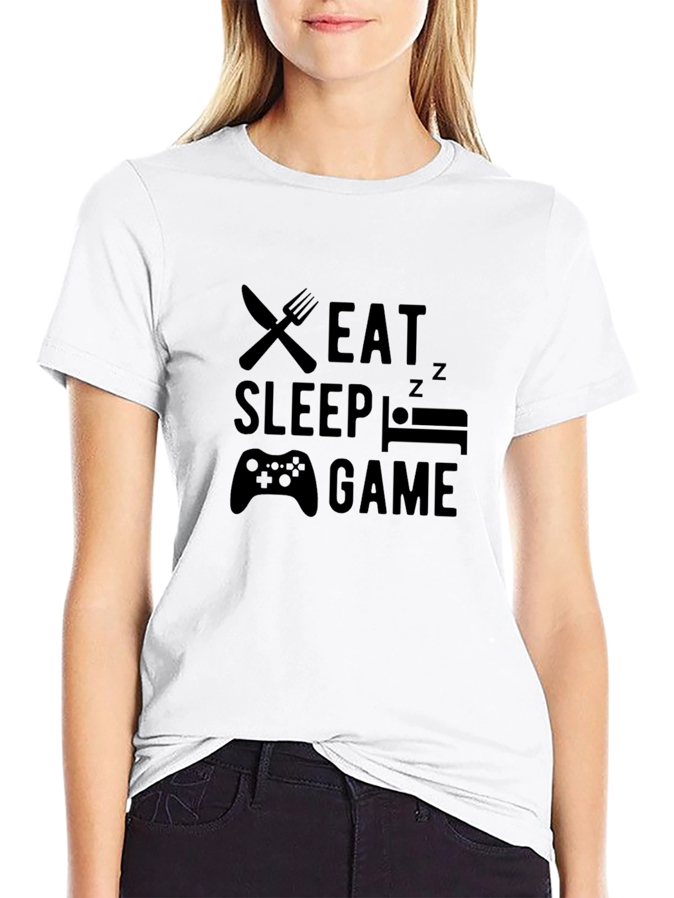 Eat Sleep Game Black Graphic Tee - Gamer T-Shirt