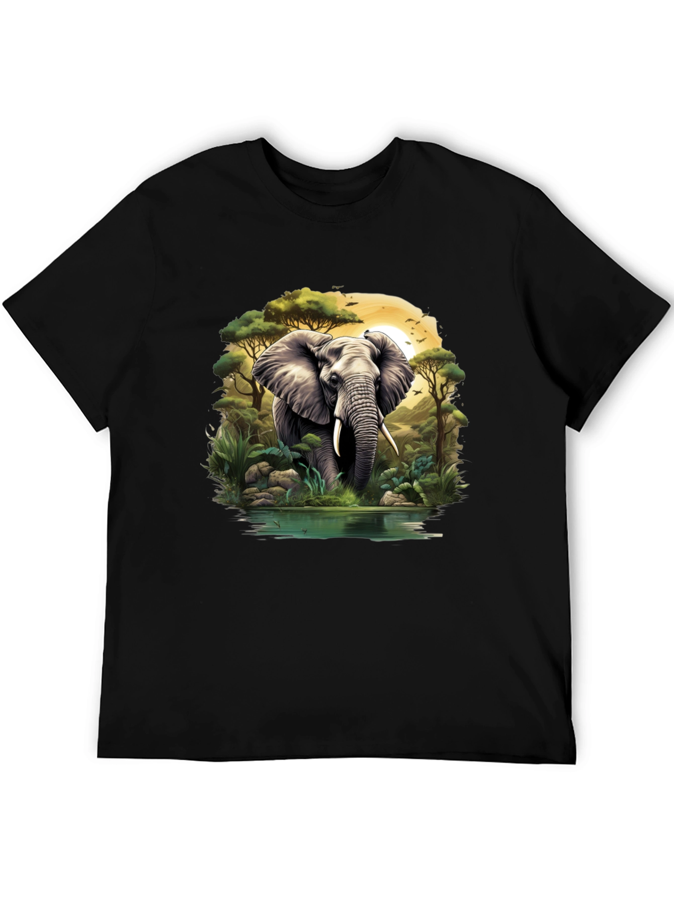 Elephant Oasis Graphic Tee - Black
