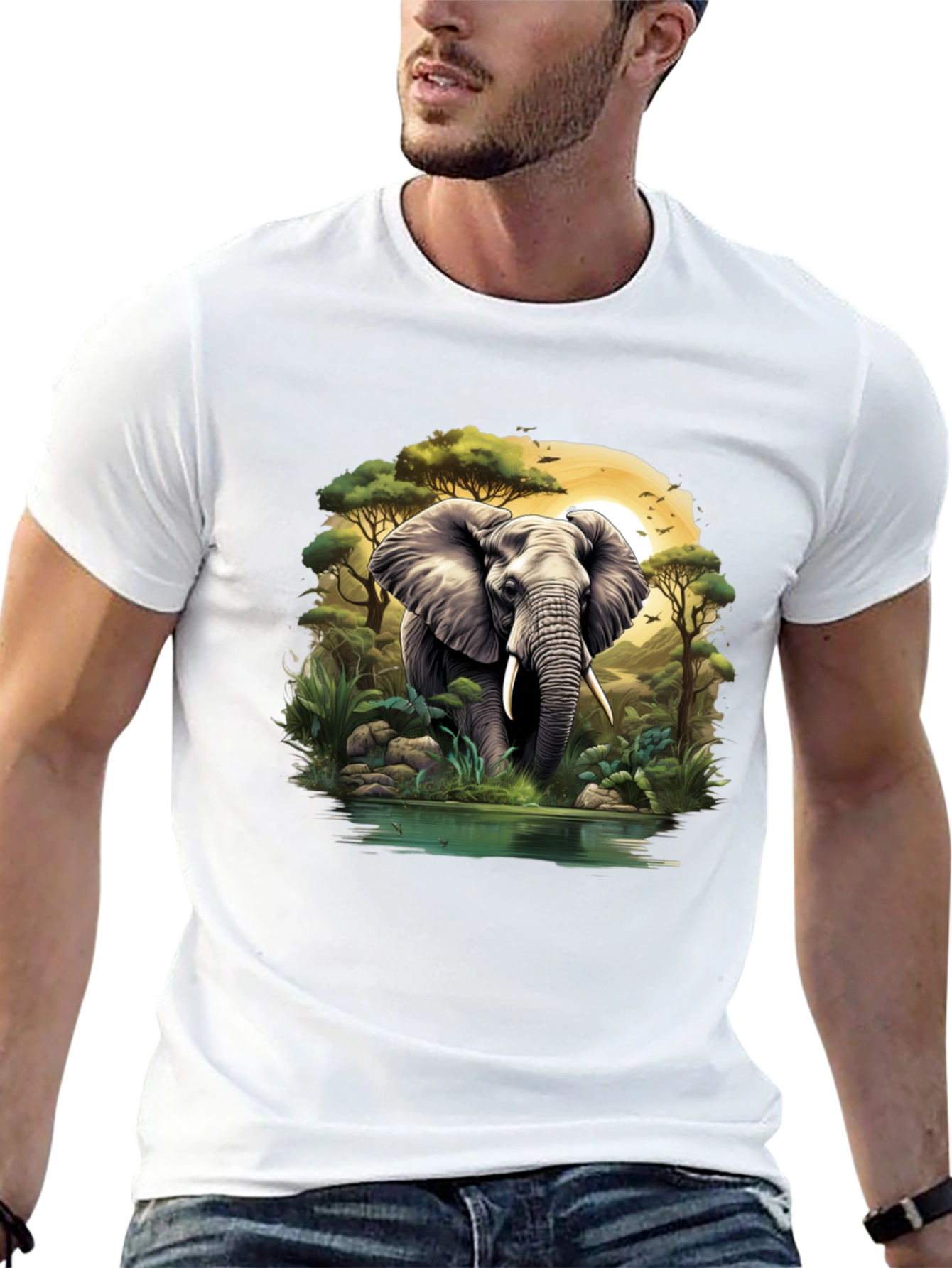 Elephant Oasis Graphic Tee - Black