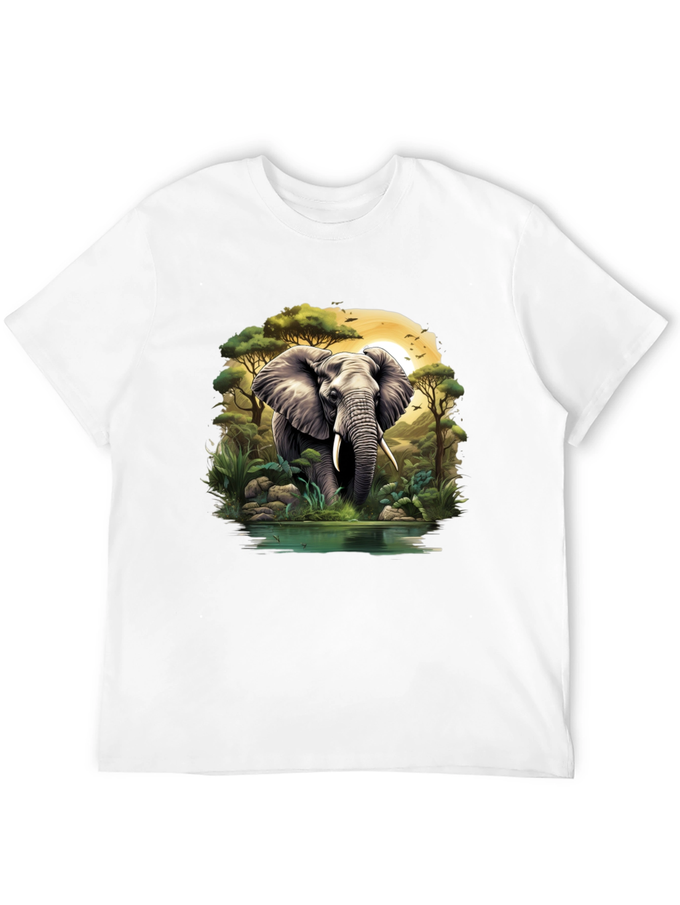 Elephant Oasis Graphic Tee - Black
