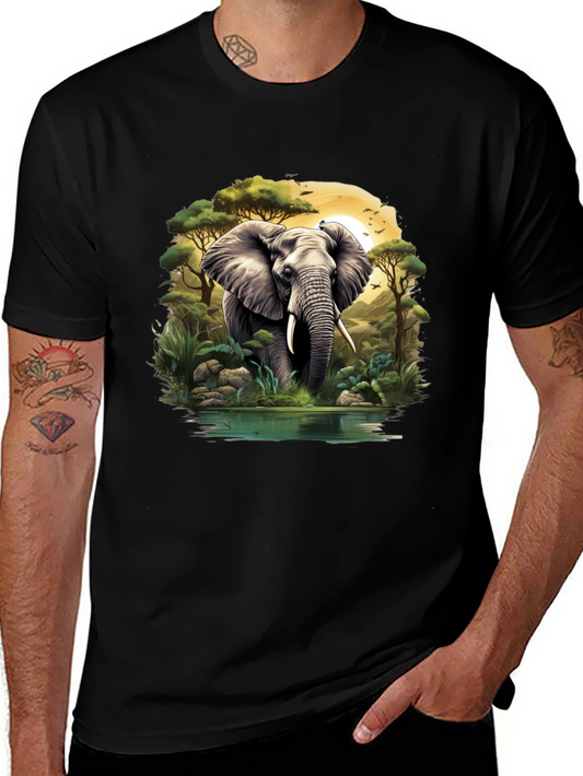 Elephant Oasis Graphic Tee - Black
