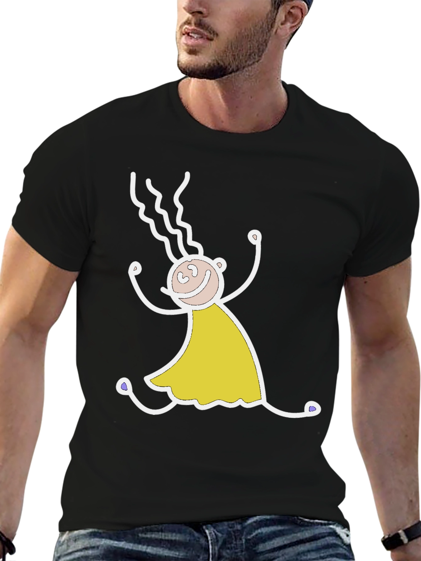 Funny Stick Figure Black T-Shirt
