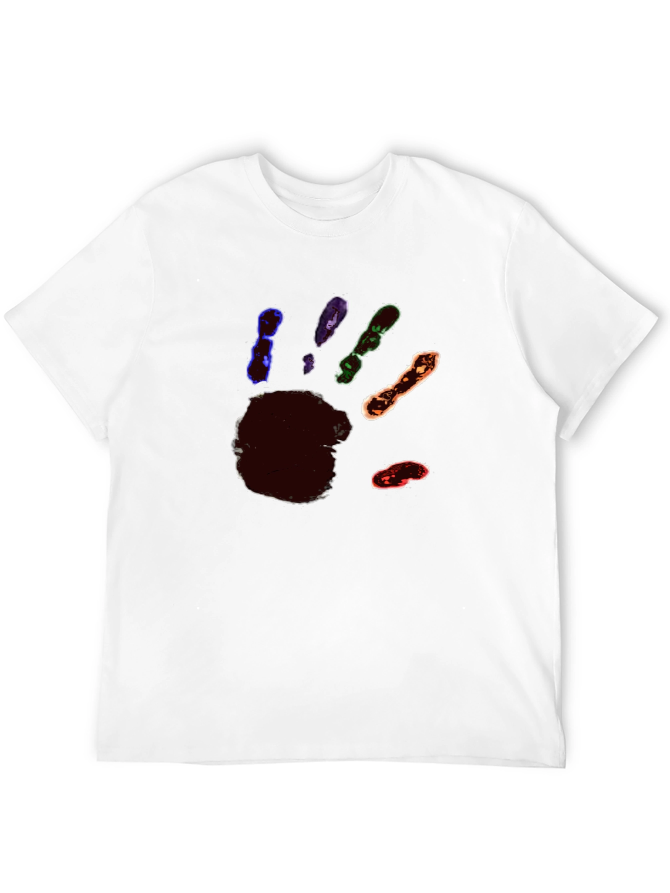 Colorful Handprint Black T-Shirt