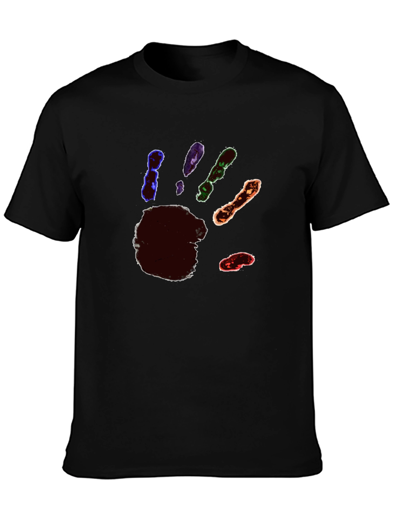 Colorful Handprint Black T-Shirt
