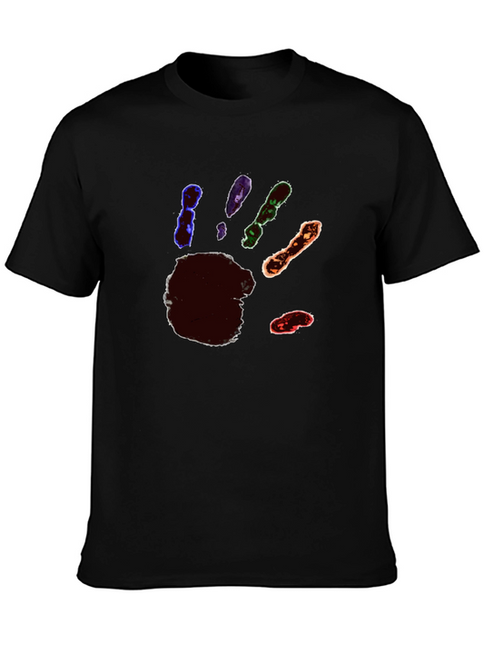 Colorful Handprint Black T-Shirt