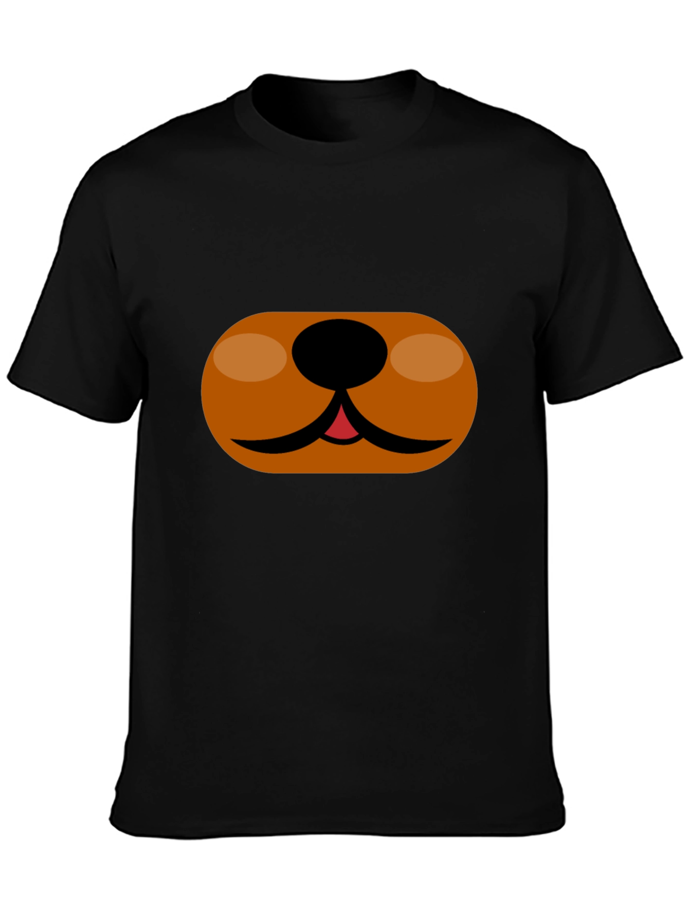 Cartoon Dog Face T-Shirt - Black Cotton Tee
