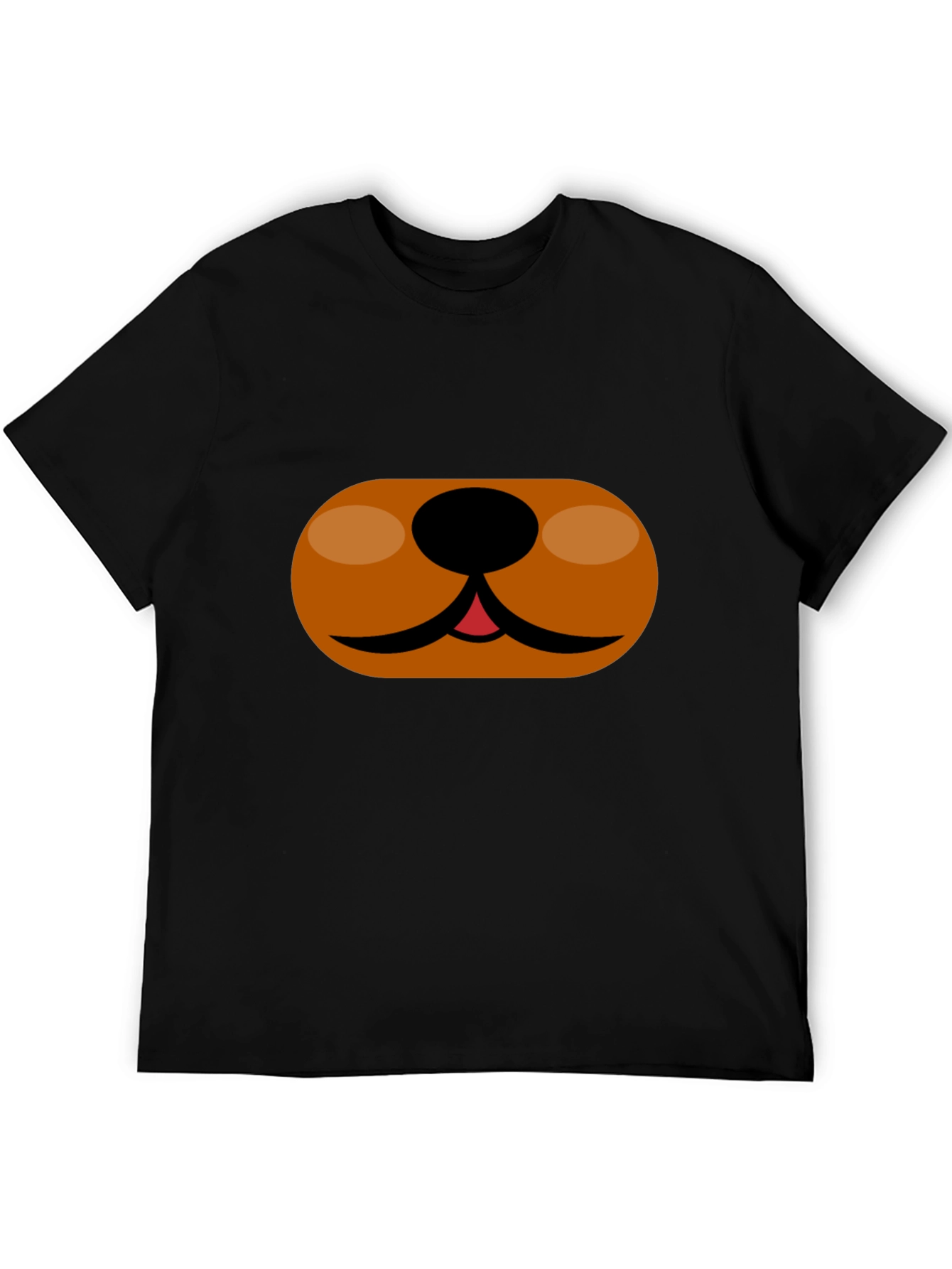 Cartoon Dog Face T-Shirt - Black Cotton Tee