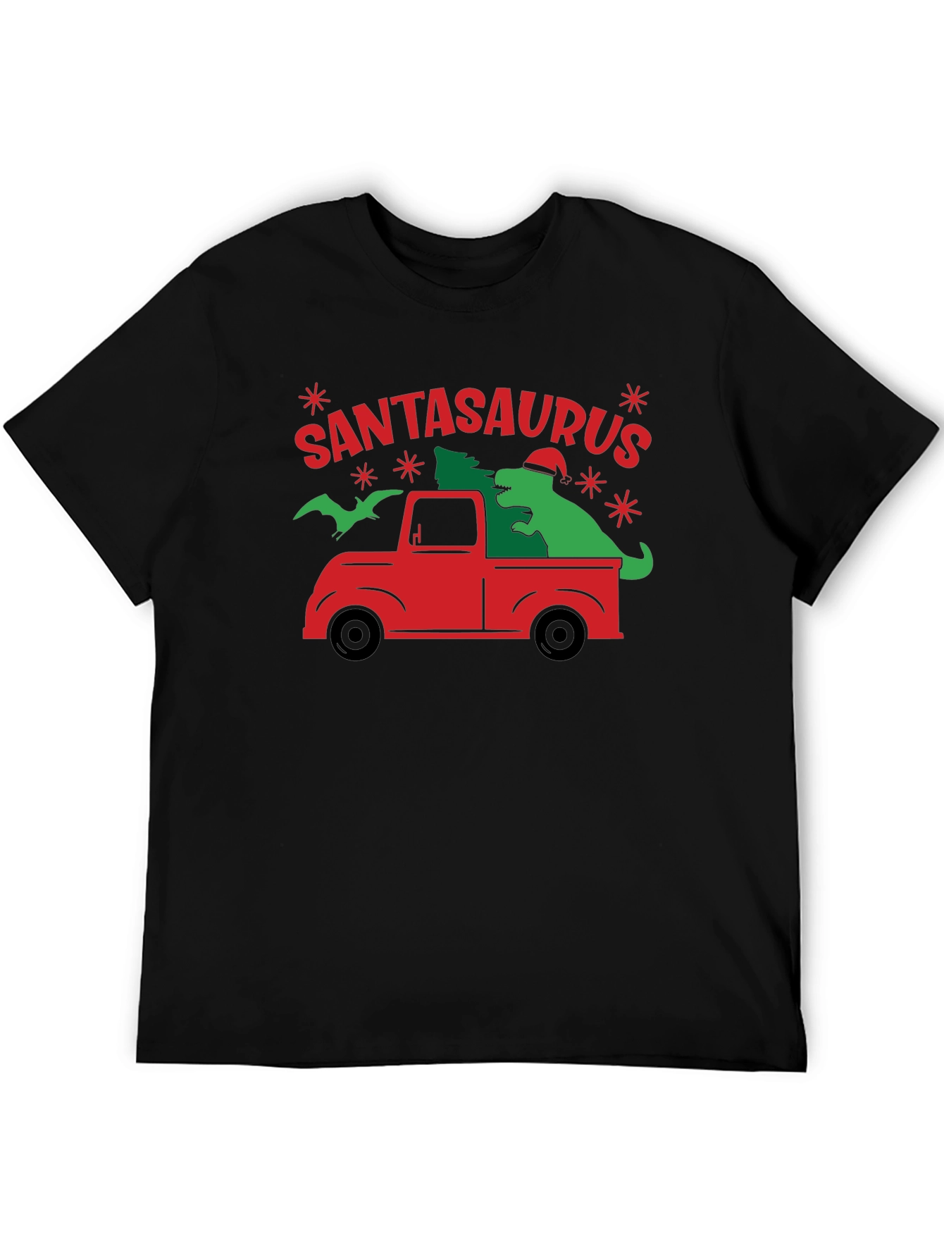 SANTASAURUS Graphic Tee - Christmas Dinosaur Truck Shirt