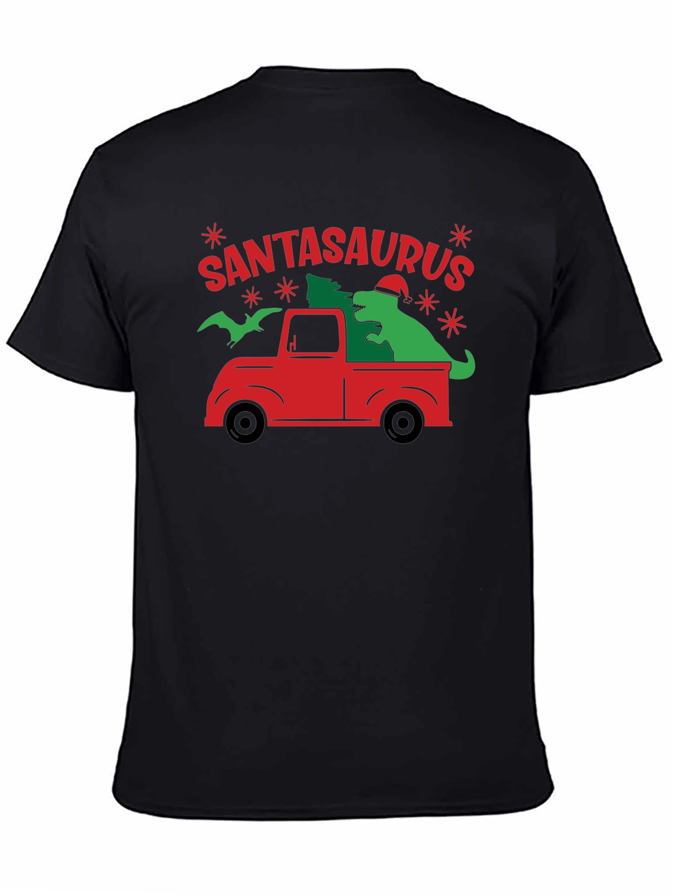 SANTASAURUS Graphic Tee - Christmas Dinosaur Truck Shirt