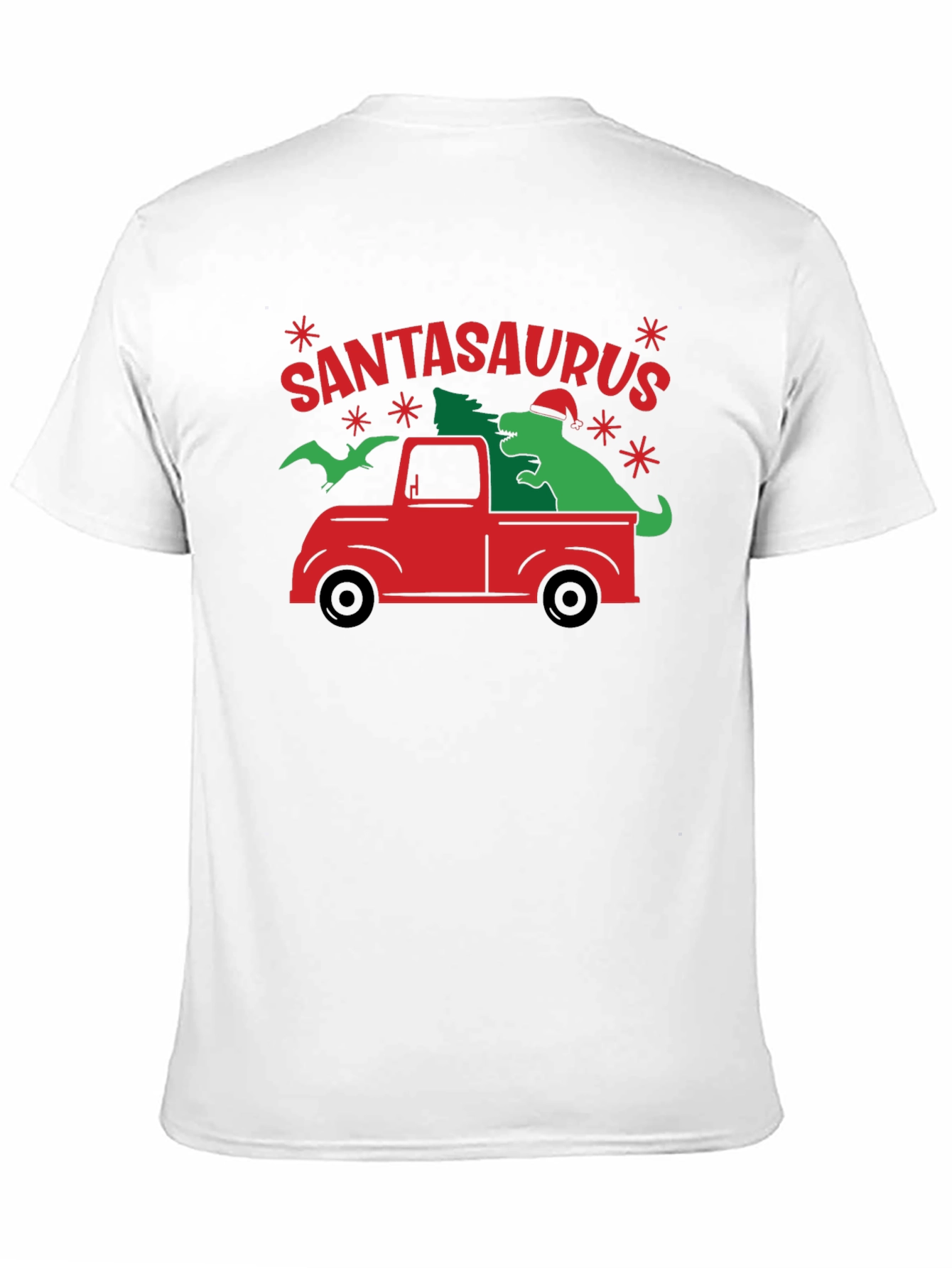 SANTASAURUS Graphic Tee - Christmas Dinosaur Truck Shirt