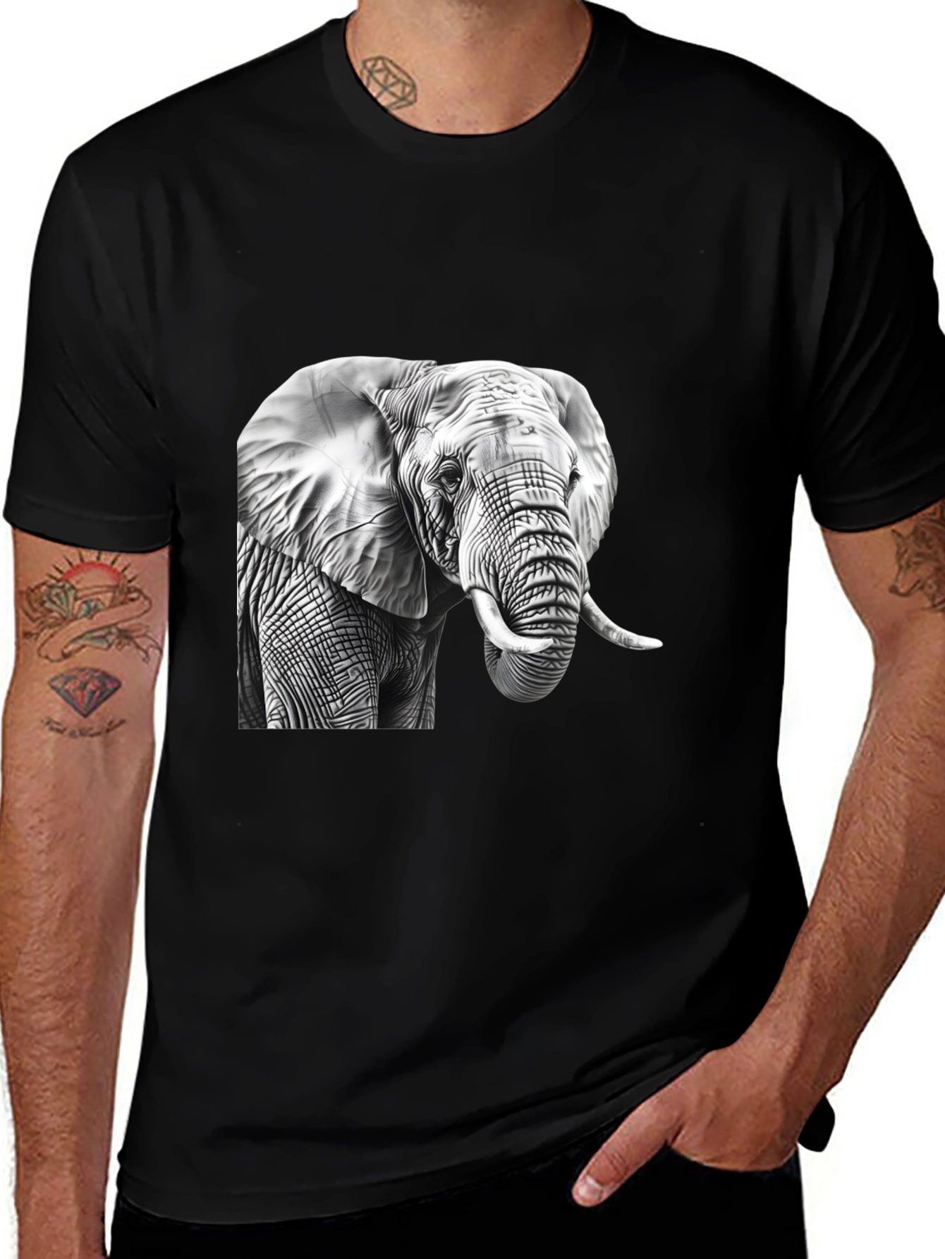 Elephant Graphic Tee - Mens Black T-Shirt
