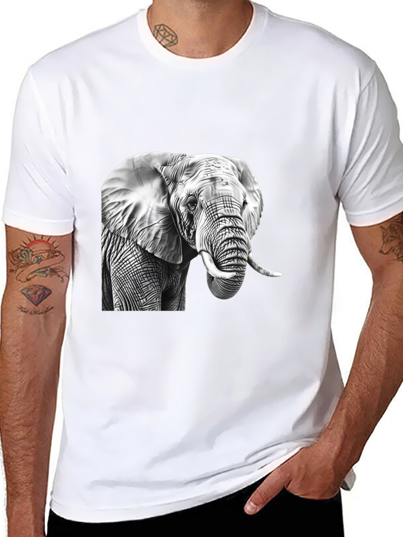 Elephant Graphic Tee - Mens Black T-Shirt