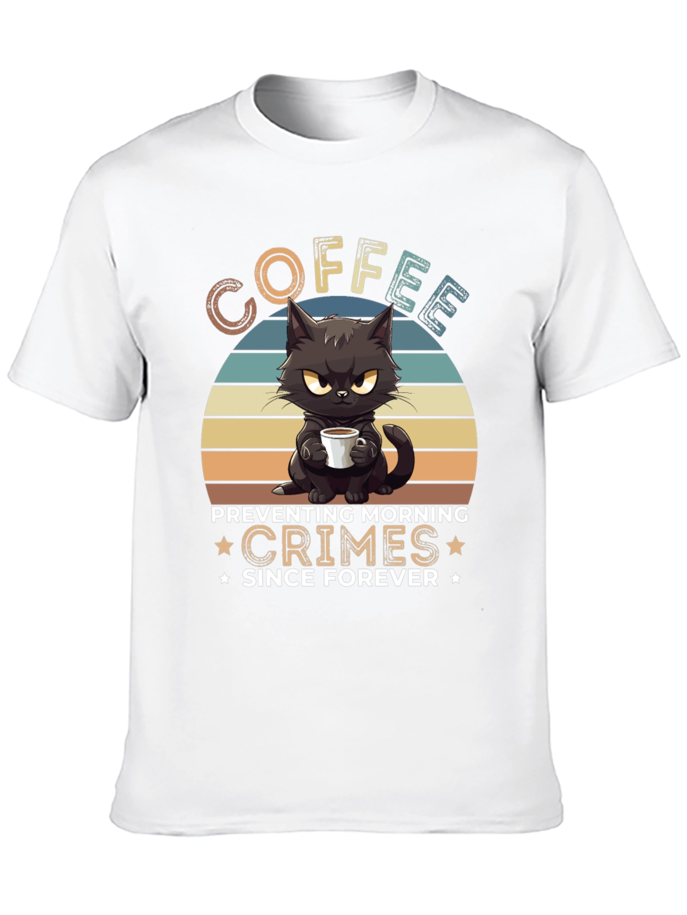 Coffee Preventing Morning Crimes Cat Graphic T-Shirt