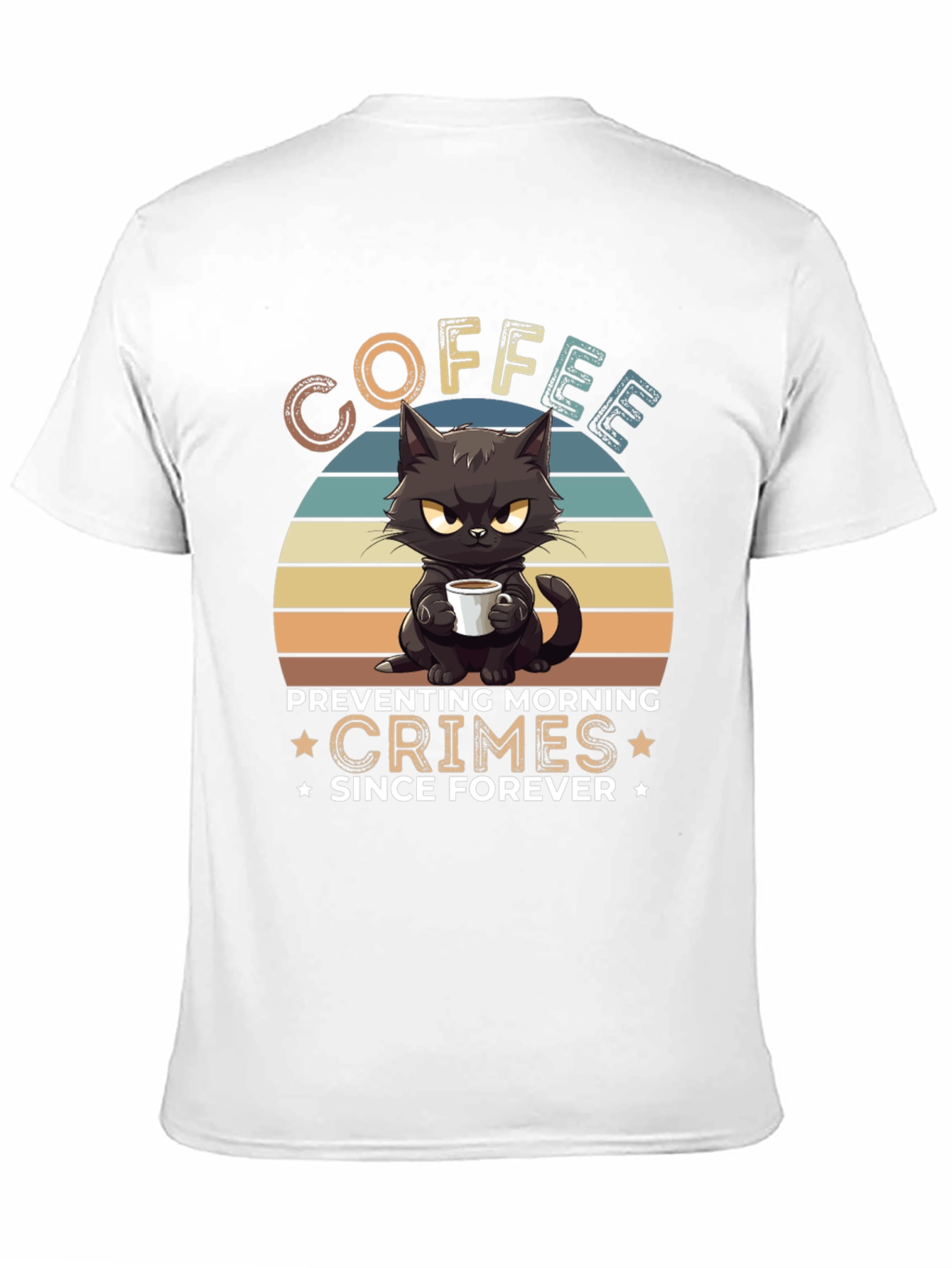 Coffee Preventing Morning Crimes Cat Graphic T-Shirt