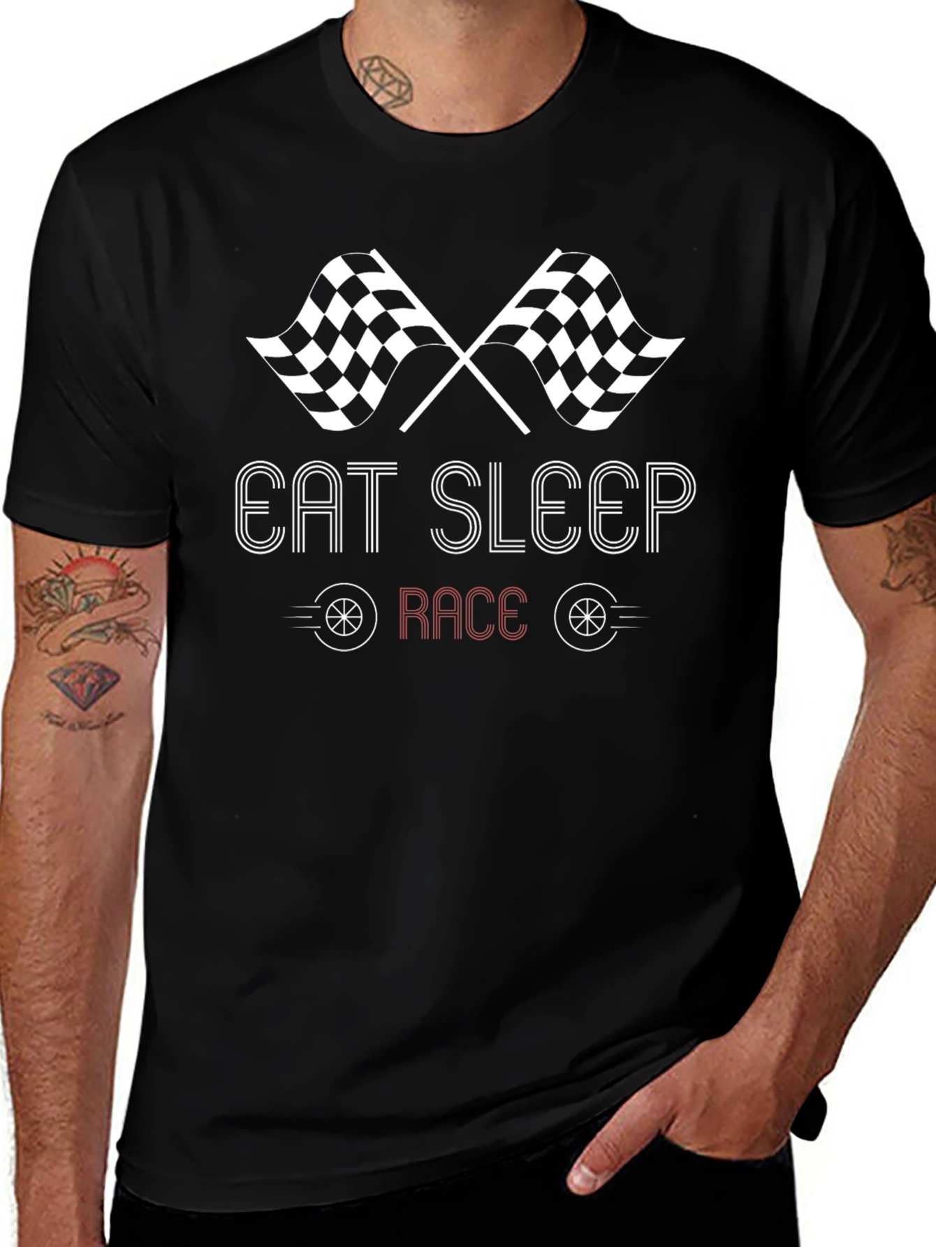 Eat Sleep Race Black Graphic Tee