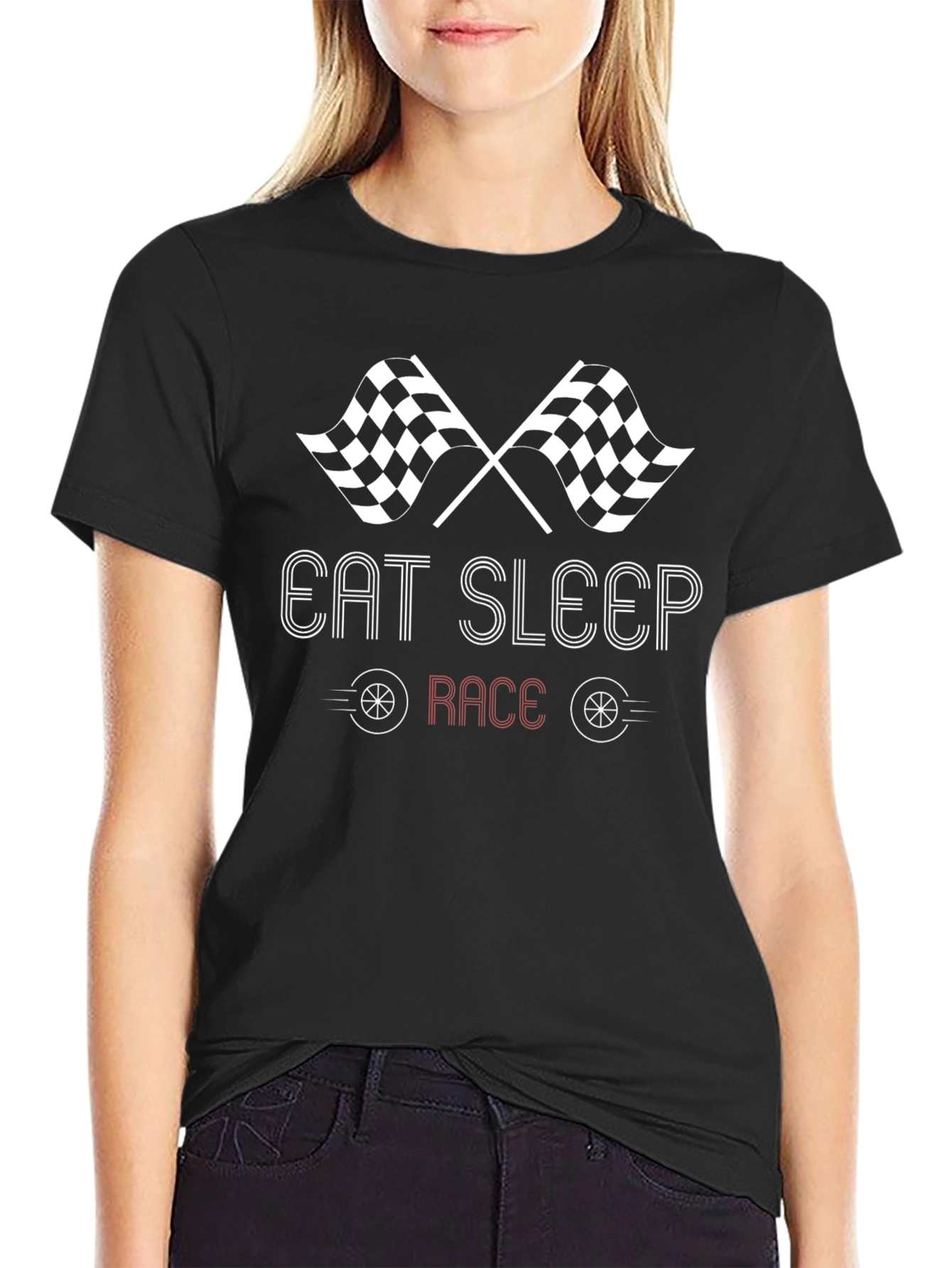 Eat Sleep Race Black Graphic Tee