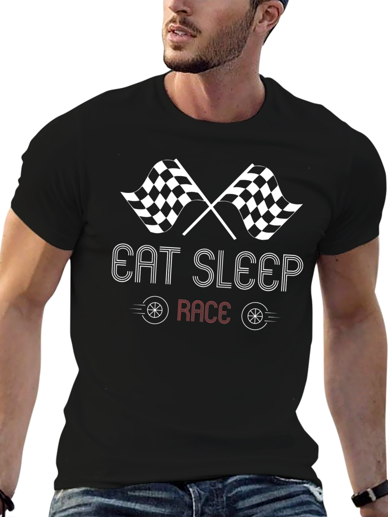 Eat Sleep Race Black Graphic Tee