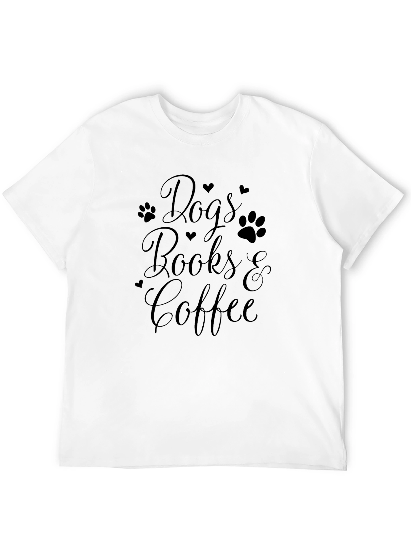 Dogs Books & Coffee Graphic Tee - Black