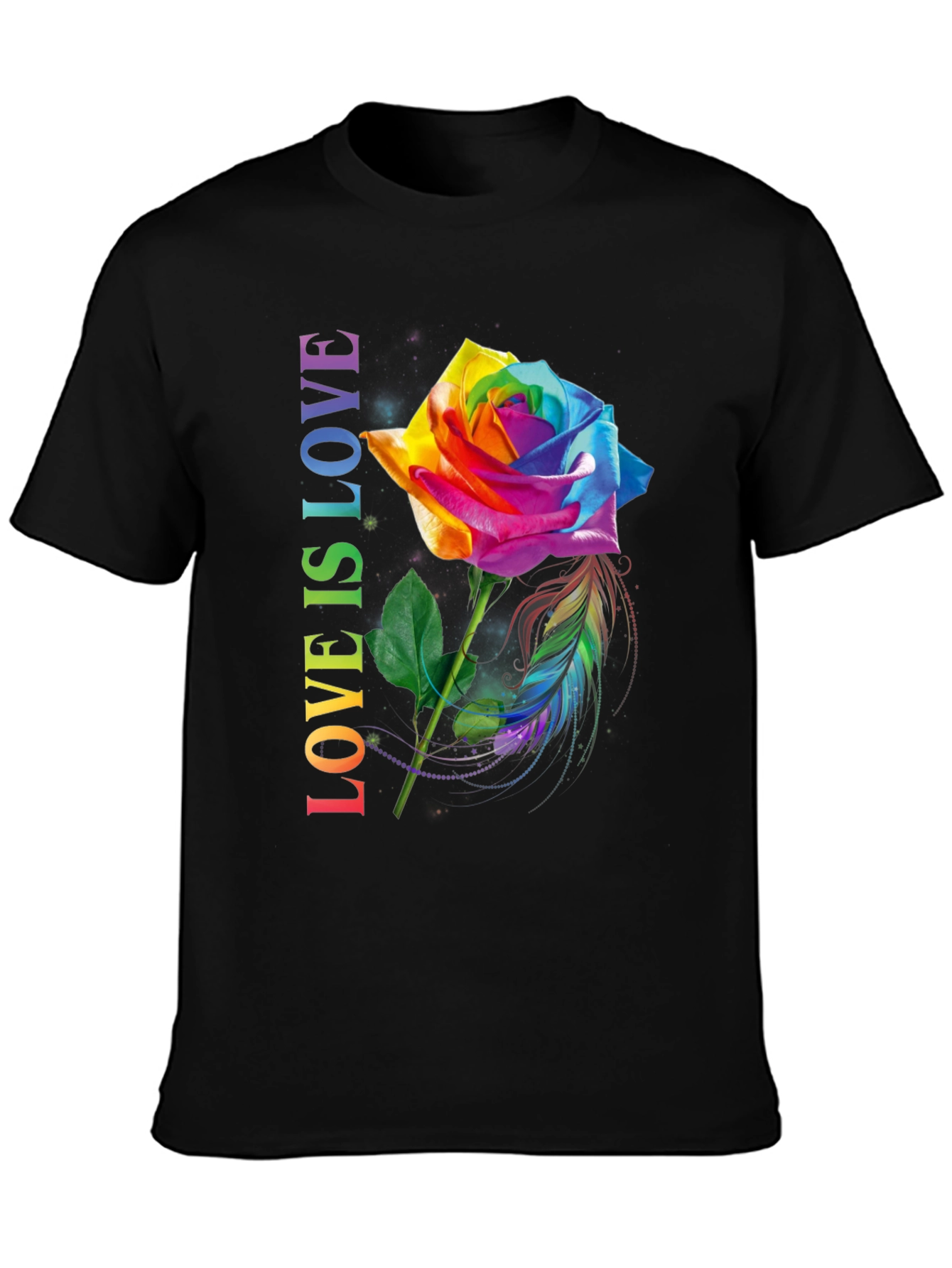 Rainbow Rose Pride T-Shirt - Love is Love