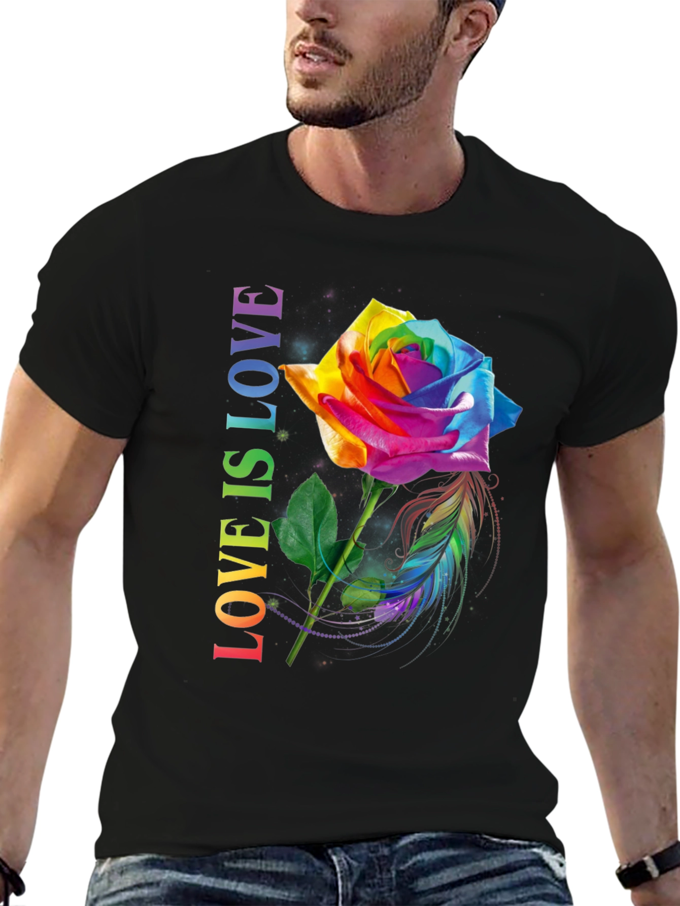 Rainbow Rose Pride T-Shirt - Love is Love