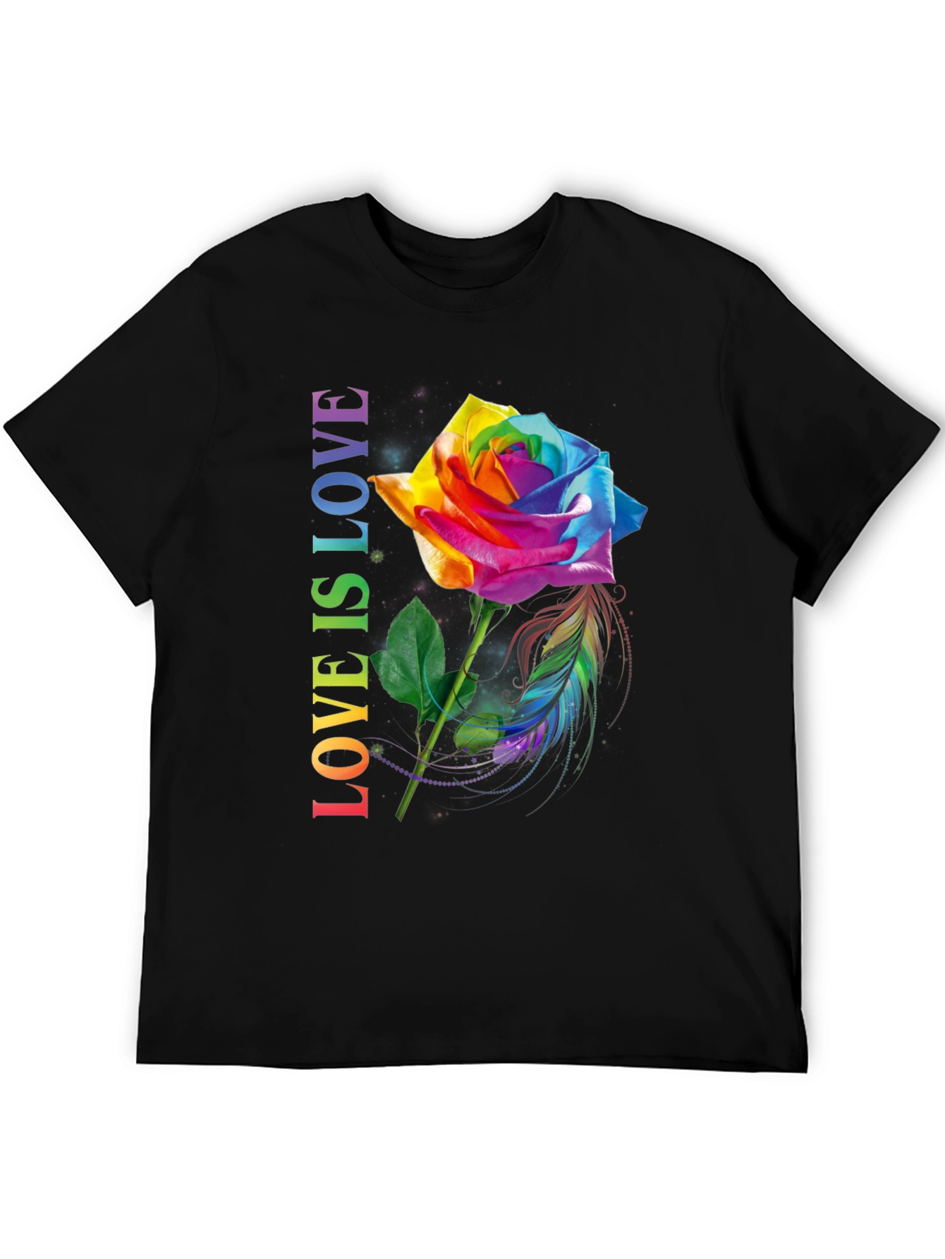 Rainbow Rose Pride T-Shirt - Love is Love