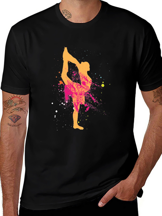 Gymnast Silhouette Mens Graphic T-Shirt