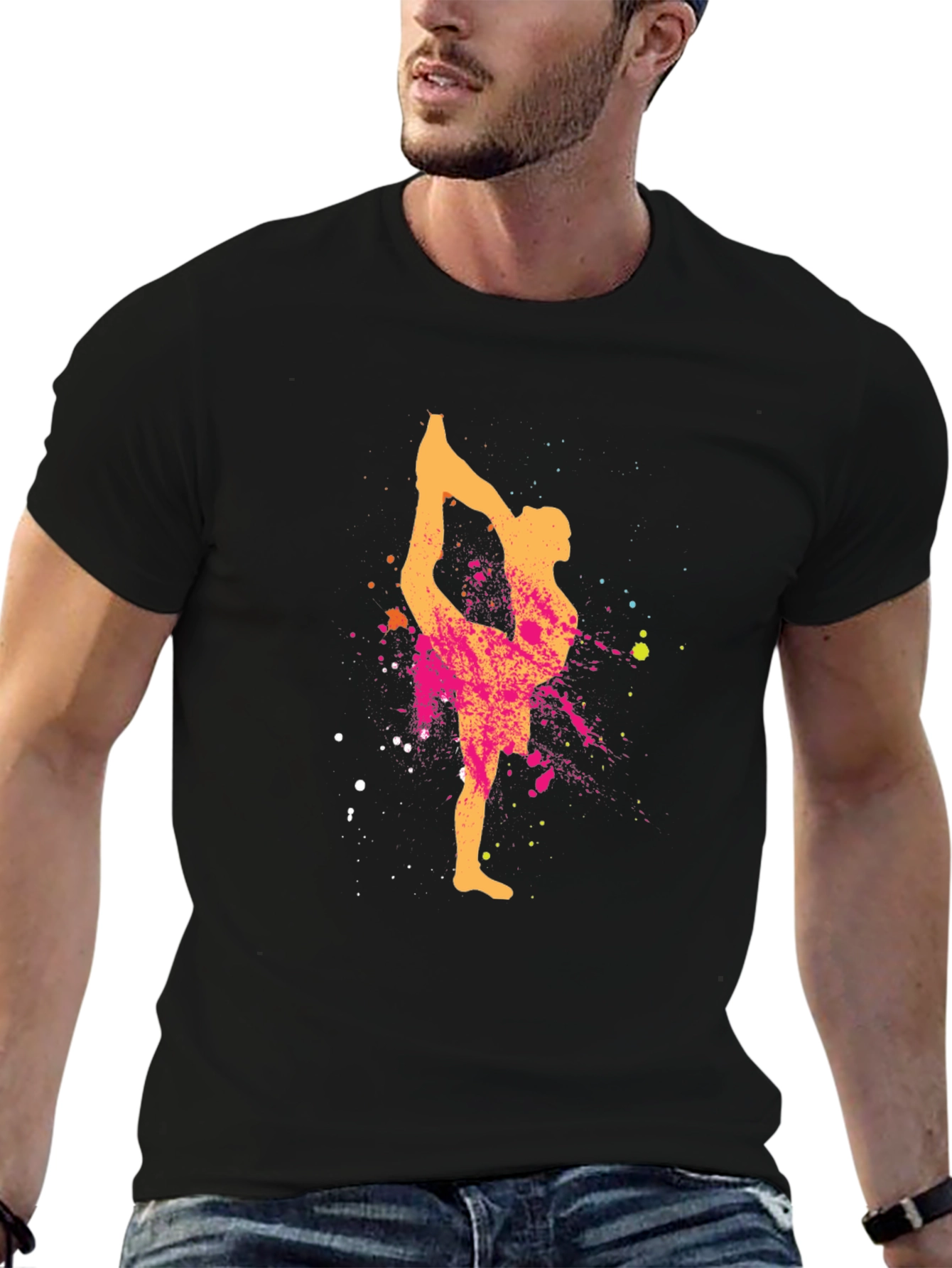 Gymnast Silhouette Mens Graphic T-Shirt