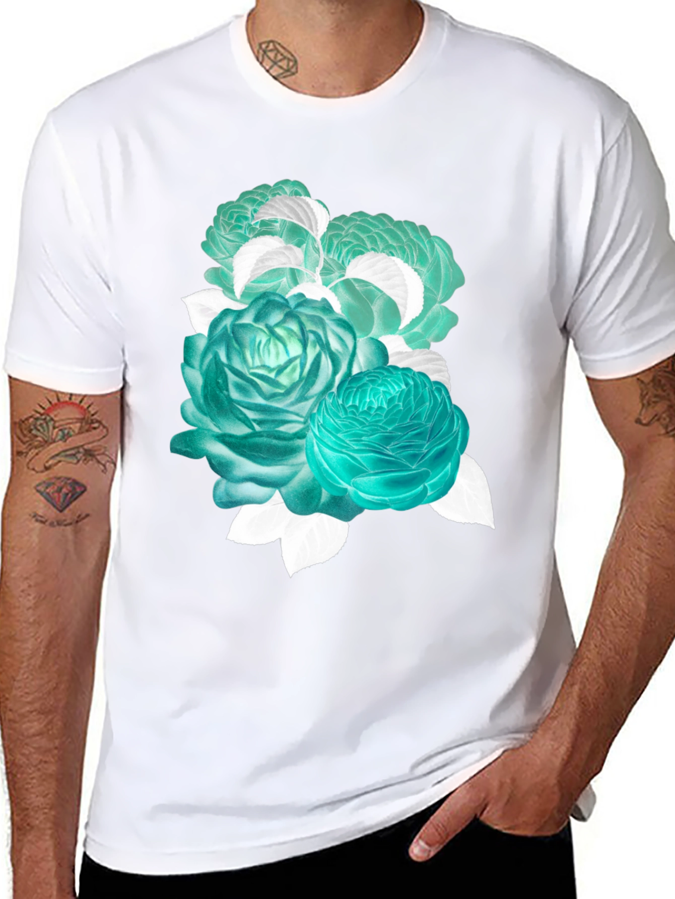 Floral Graphic Tee - Stylish Black Cotton T-Shirt