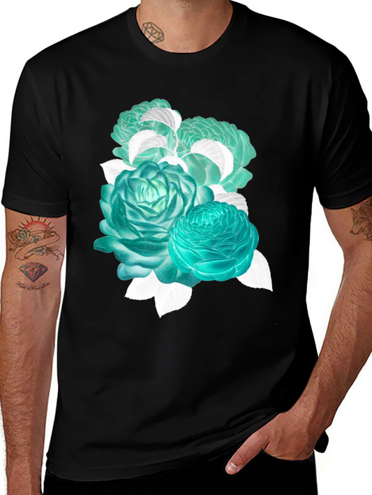 Floral Graphic Tee - Stylish Black Cotton T-Shirt