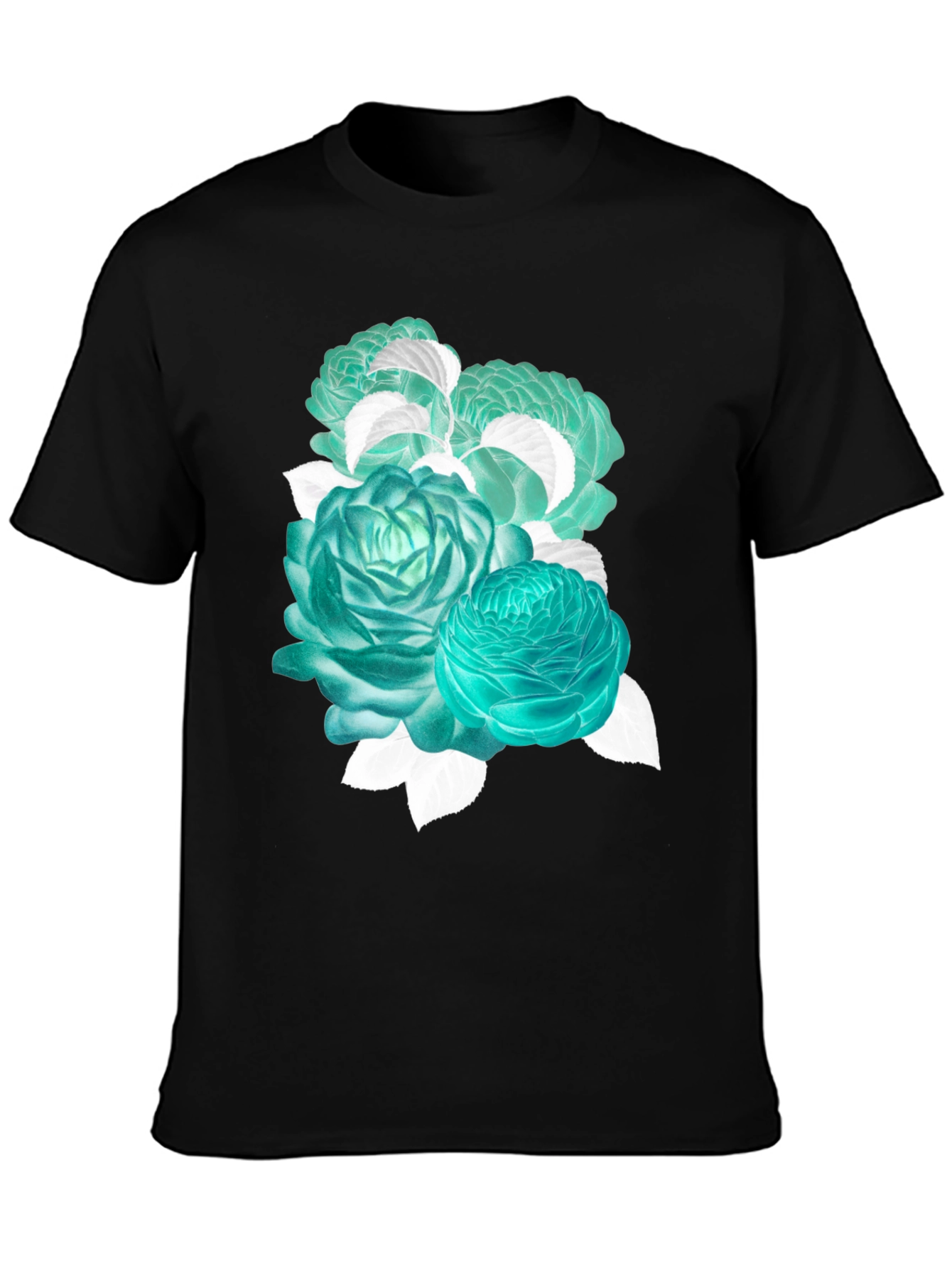 Floral Graphic Tee - Stylish Black Cotton T-Shirt