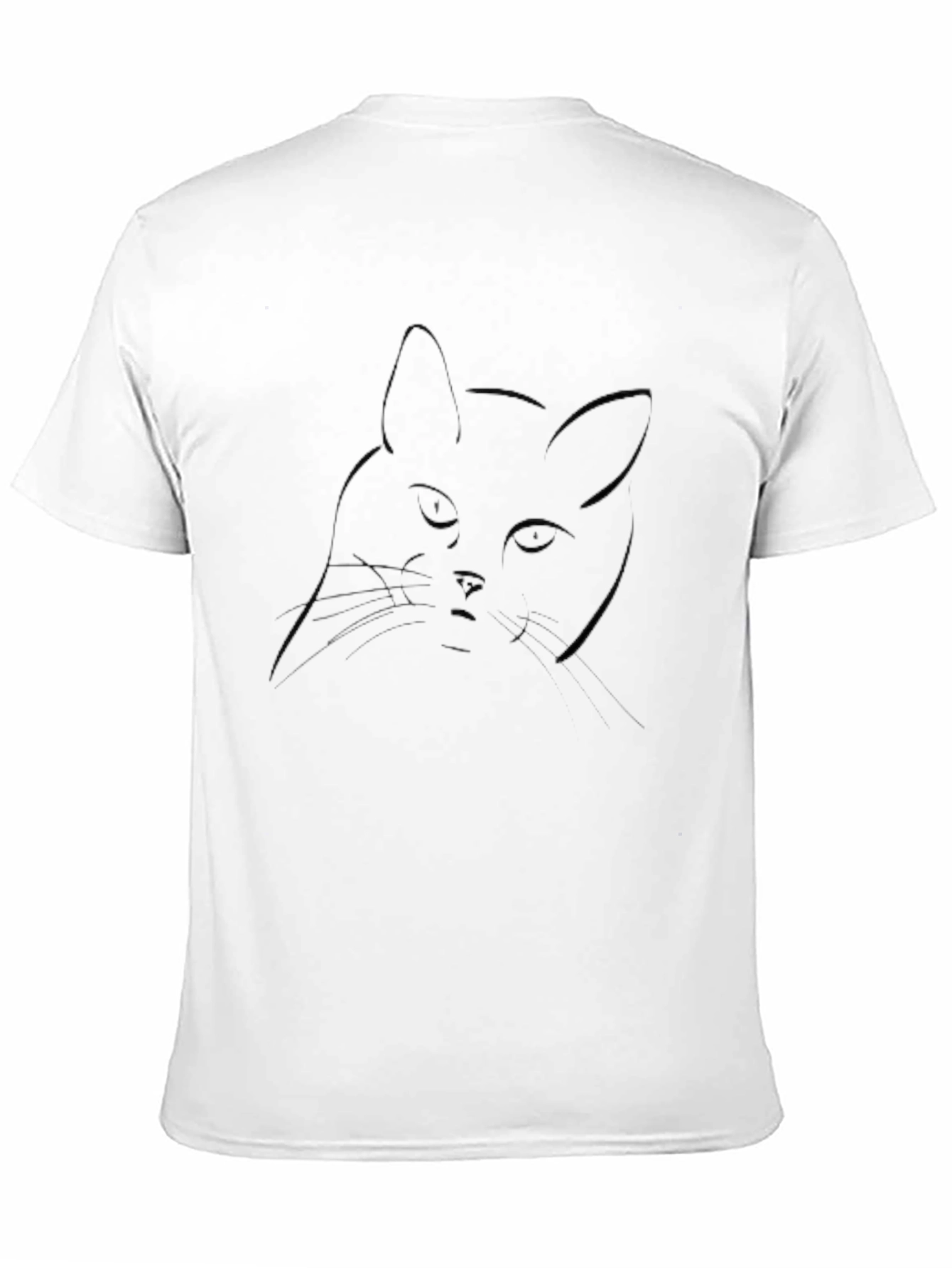 Minimalist Cat Line Art Black T-Shirt