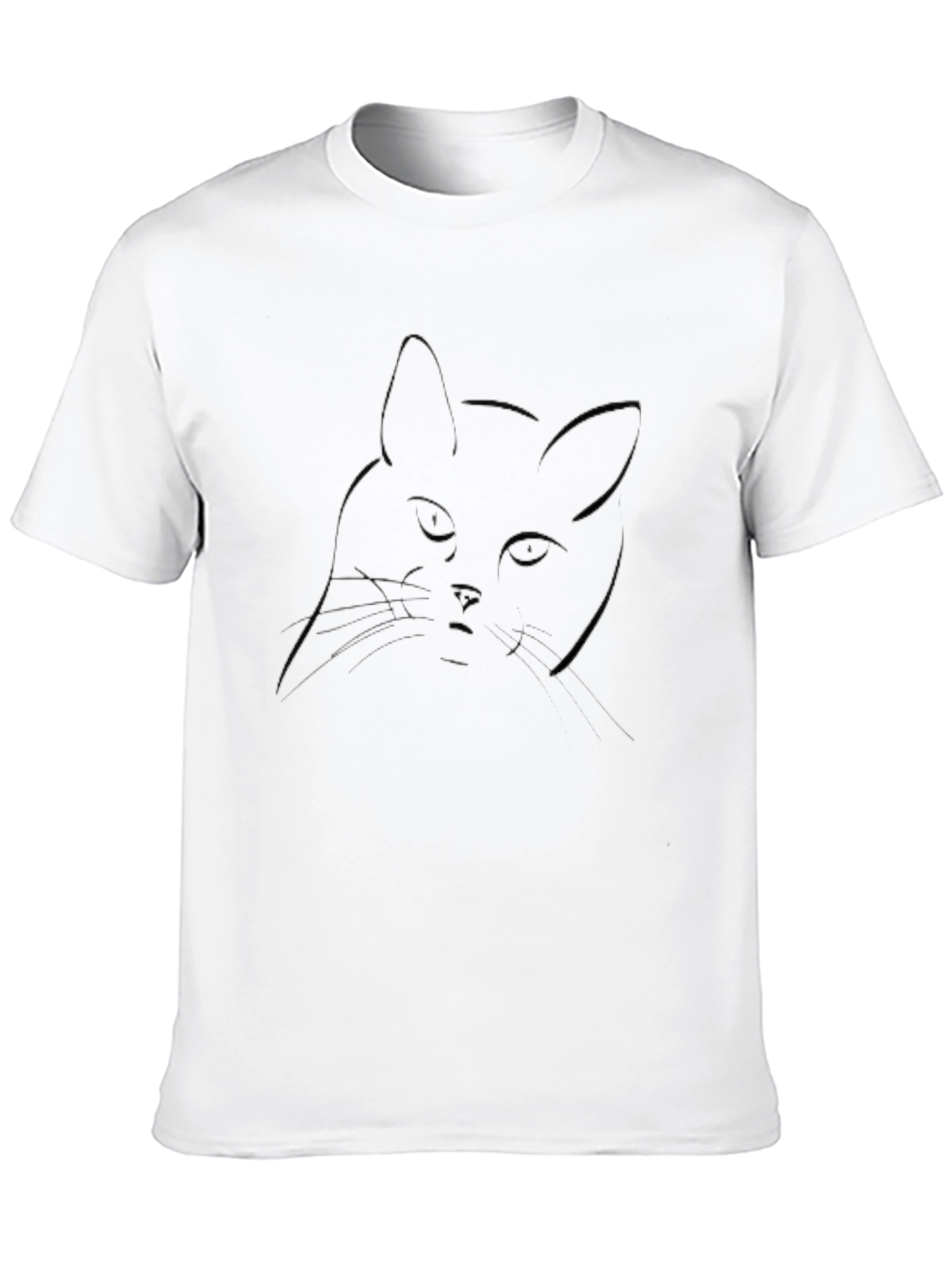 Minimalist Cat Line Art Black T-Shirt