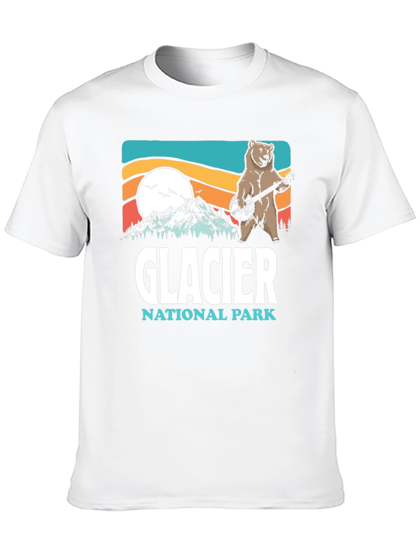 Glacier National Park Bear Banjo Black T-Shirt
