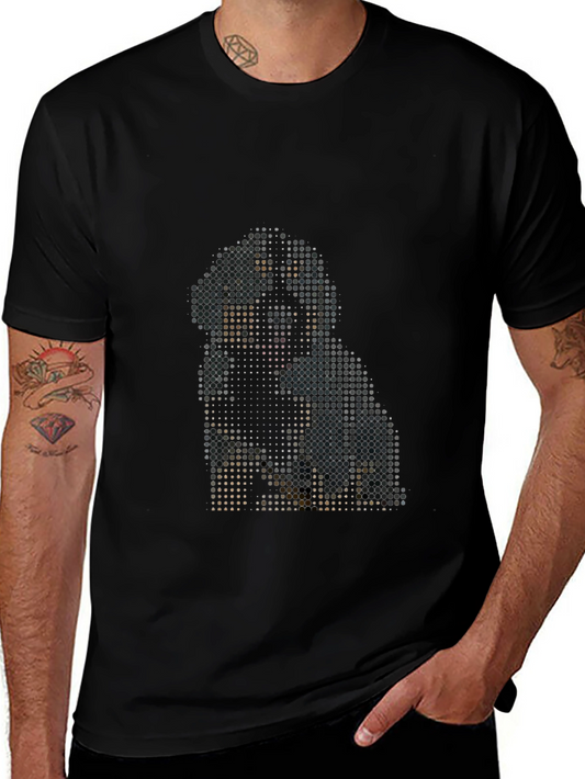 Pixelated Dog Graphic Tee - Modern Black T-Shirt