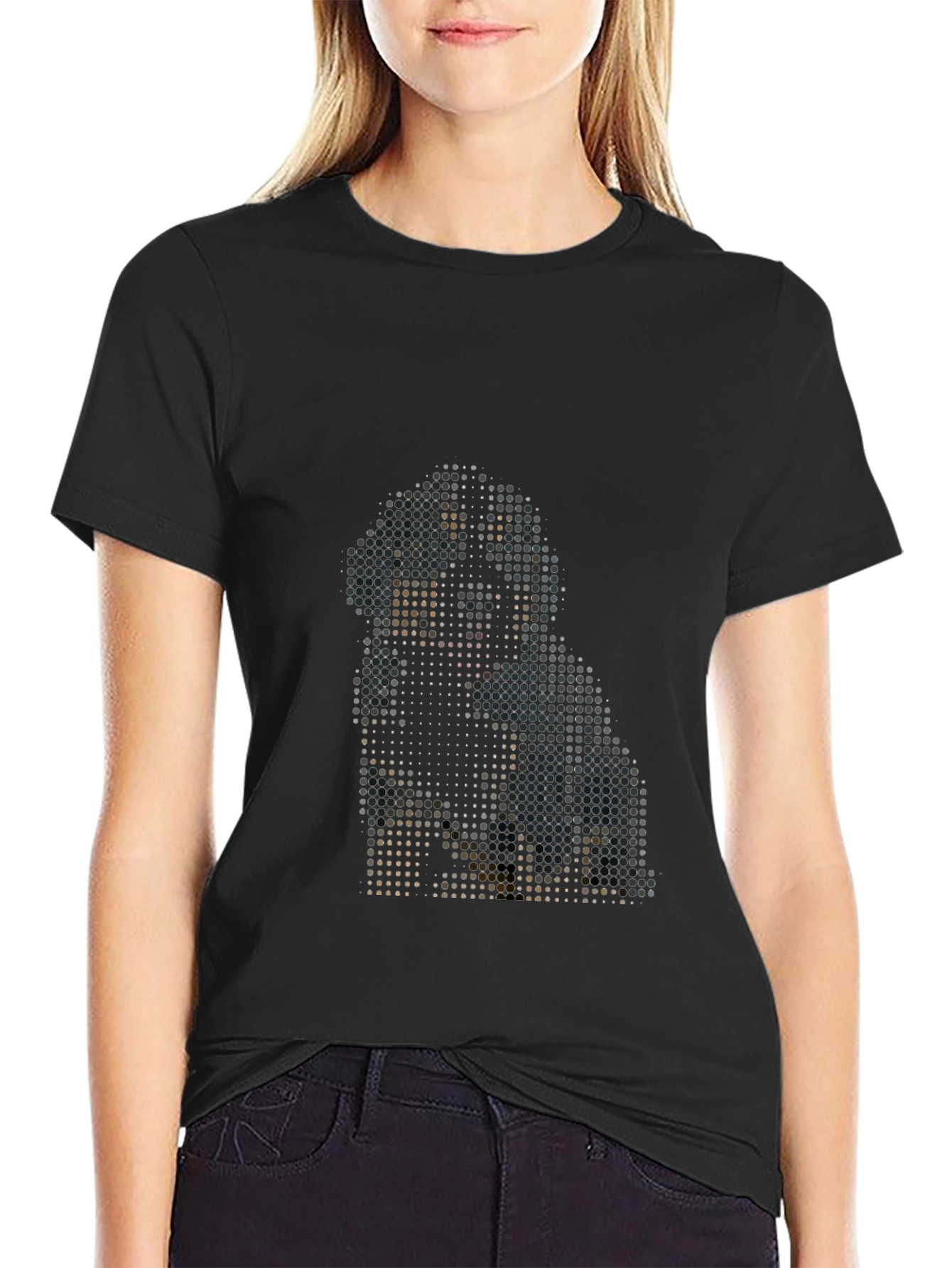 Pixelated Dog Graphic Tee - Modern Black T-Shirt