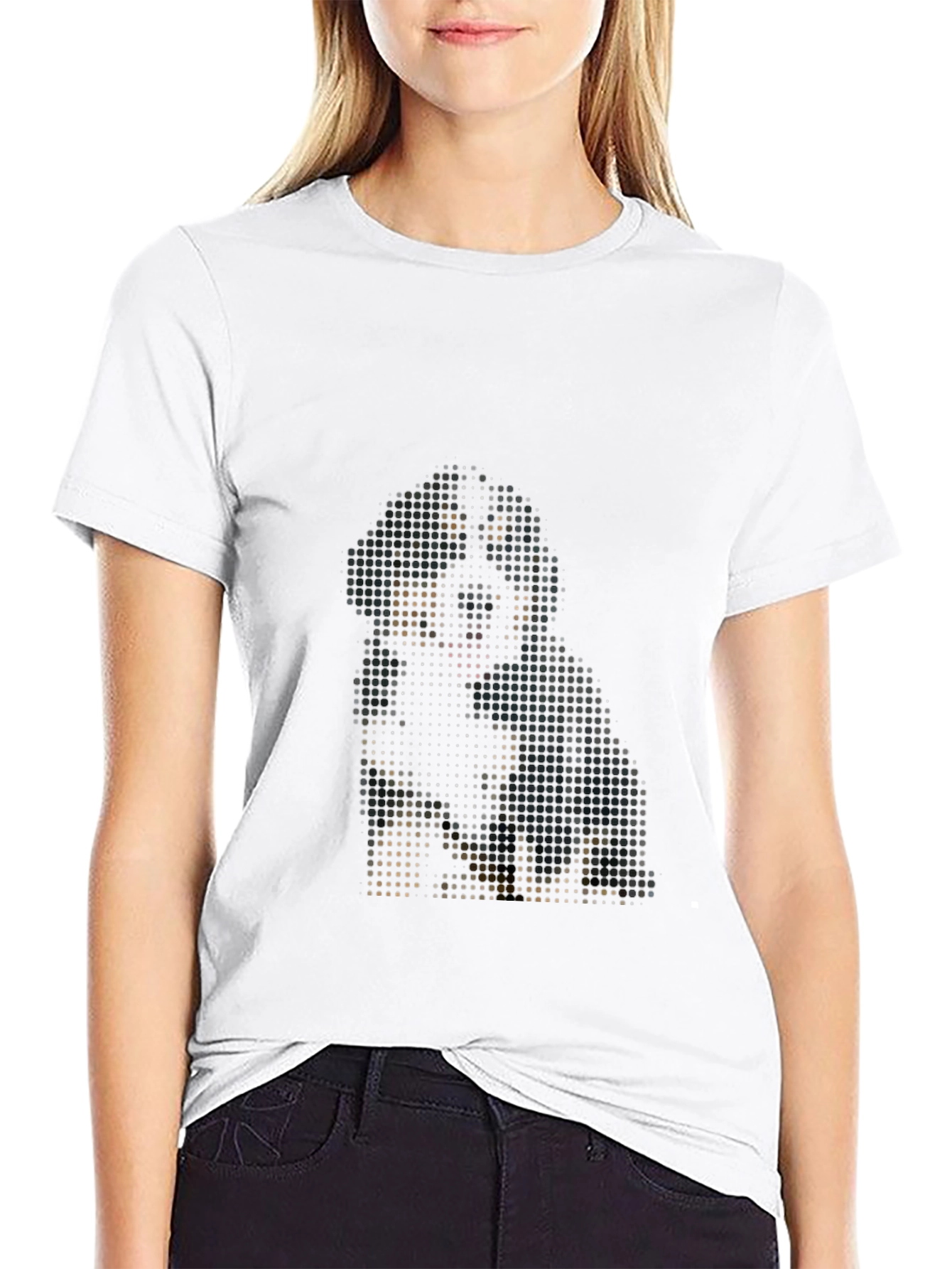 Pixelated Dog Graphic Tee - Modern Black T-Shirt