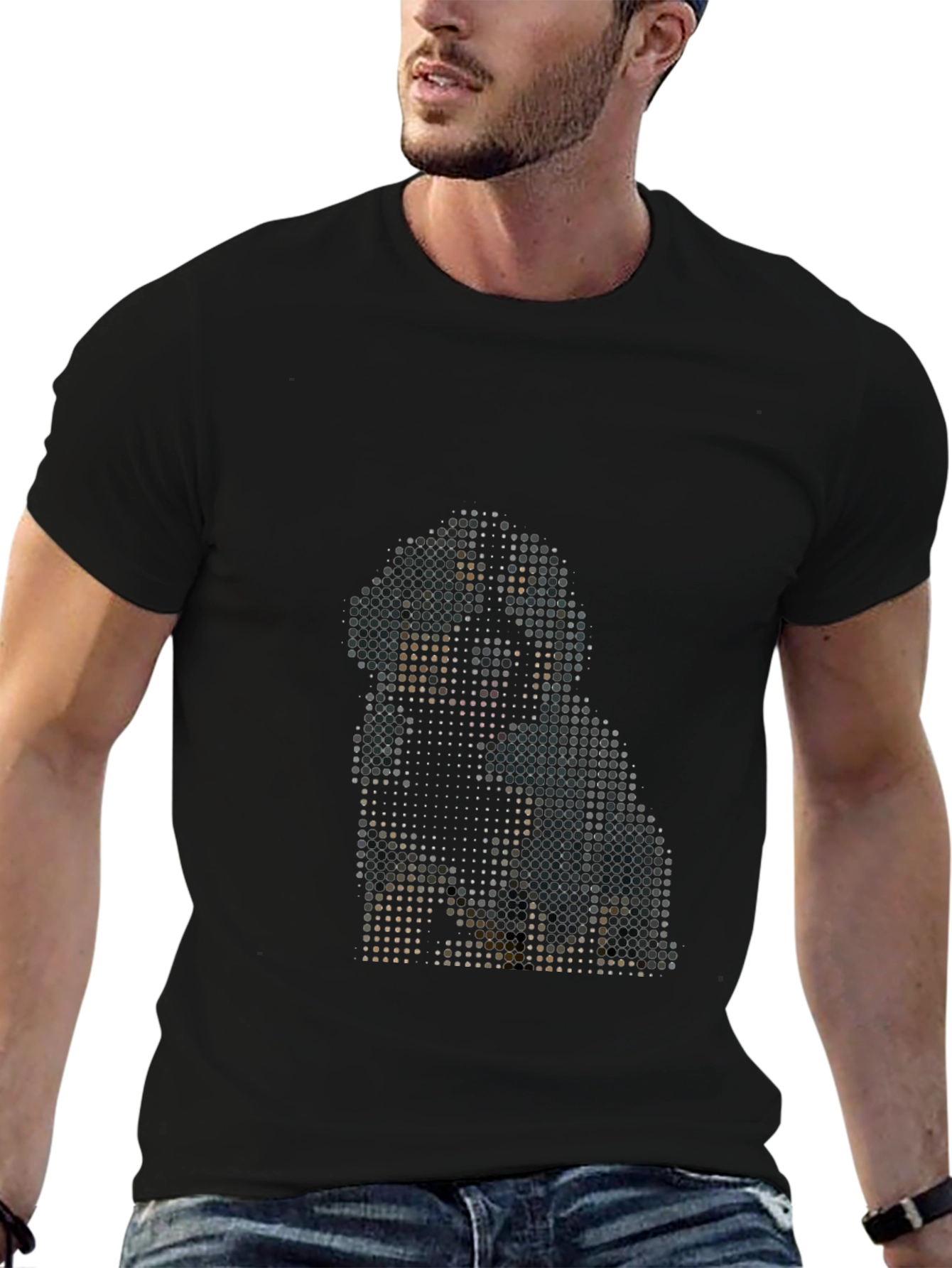 Pixelated Dog Graphic Tee - Modern Black T-Shirt